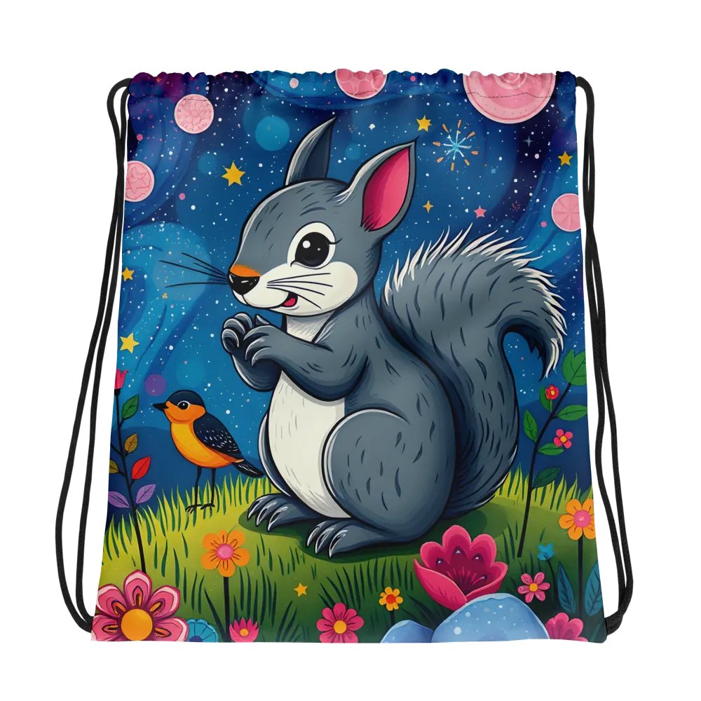 Starry Night Squirrel Drawstring Bag product image (1)
