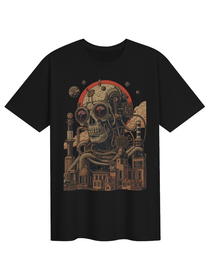 Mechanical Skull Future City T-Shirt product image (1)