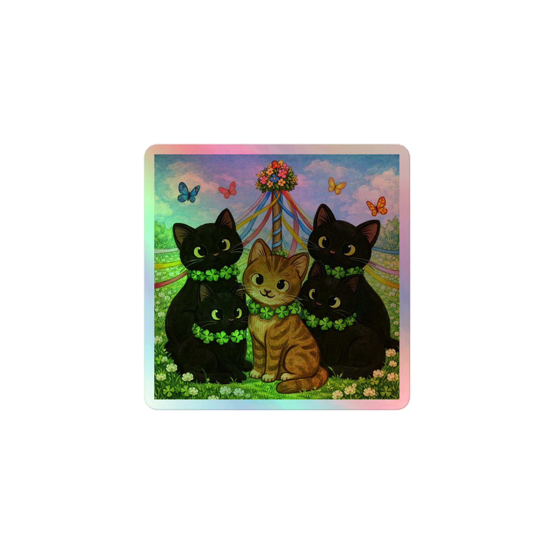 Cat brigade Spring Holographic Sticker Pack product image (1)