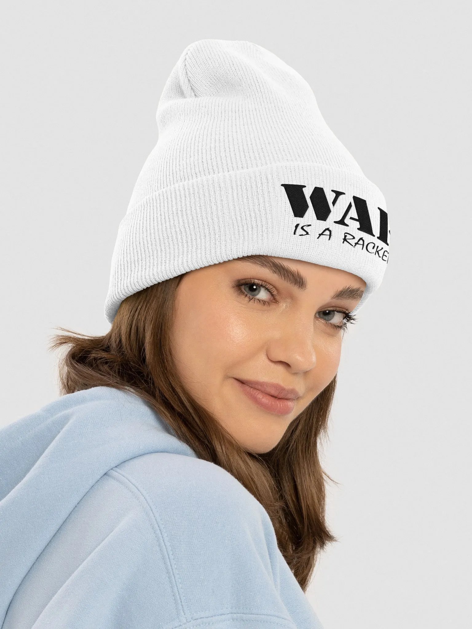 War Is A Racket - Black - Yupoong Cuffed Beanie product image (4)