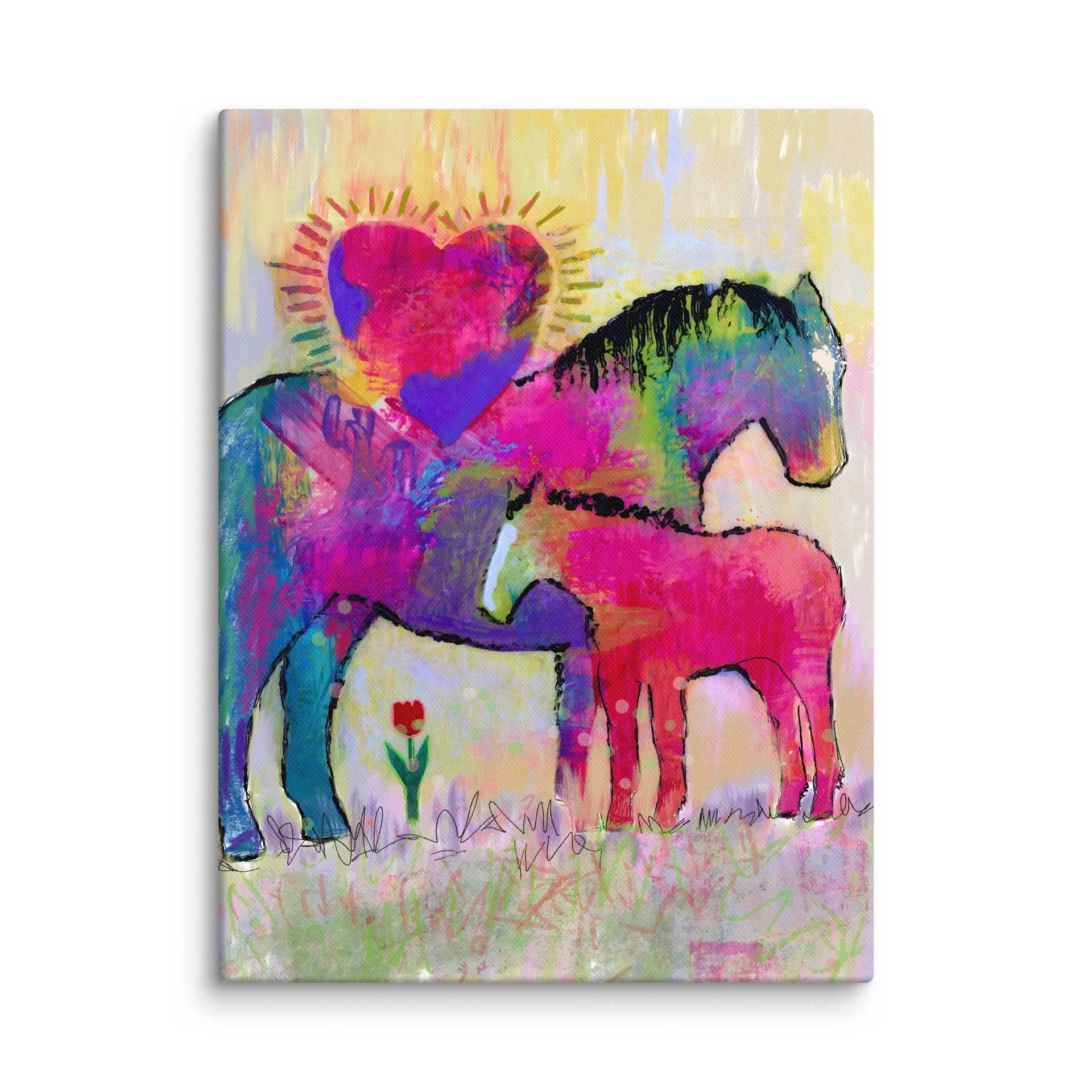 Mare & Foal Heart Love Art Canvas product image (1)