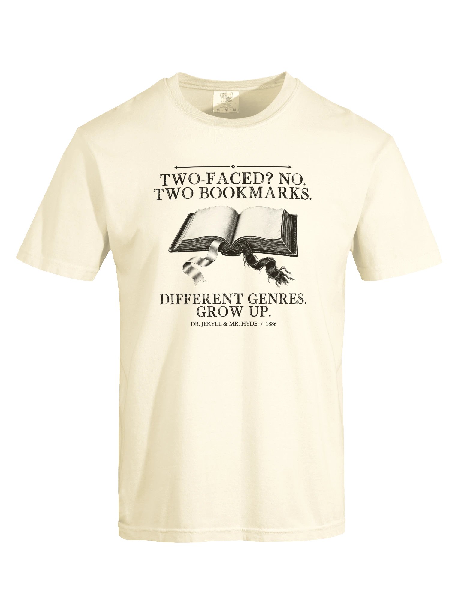 Two Bookmarks Genres -- The Strange Case of Dr Jekyll and Mr Hyde Tee (Light) product image (17)