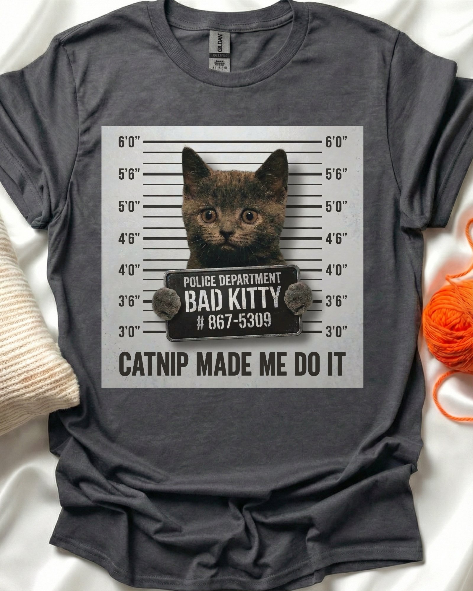 Bad Kitty Mugshot Humor T-Shirt product image (6)