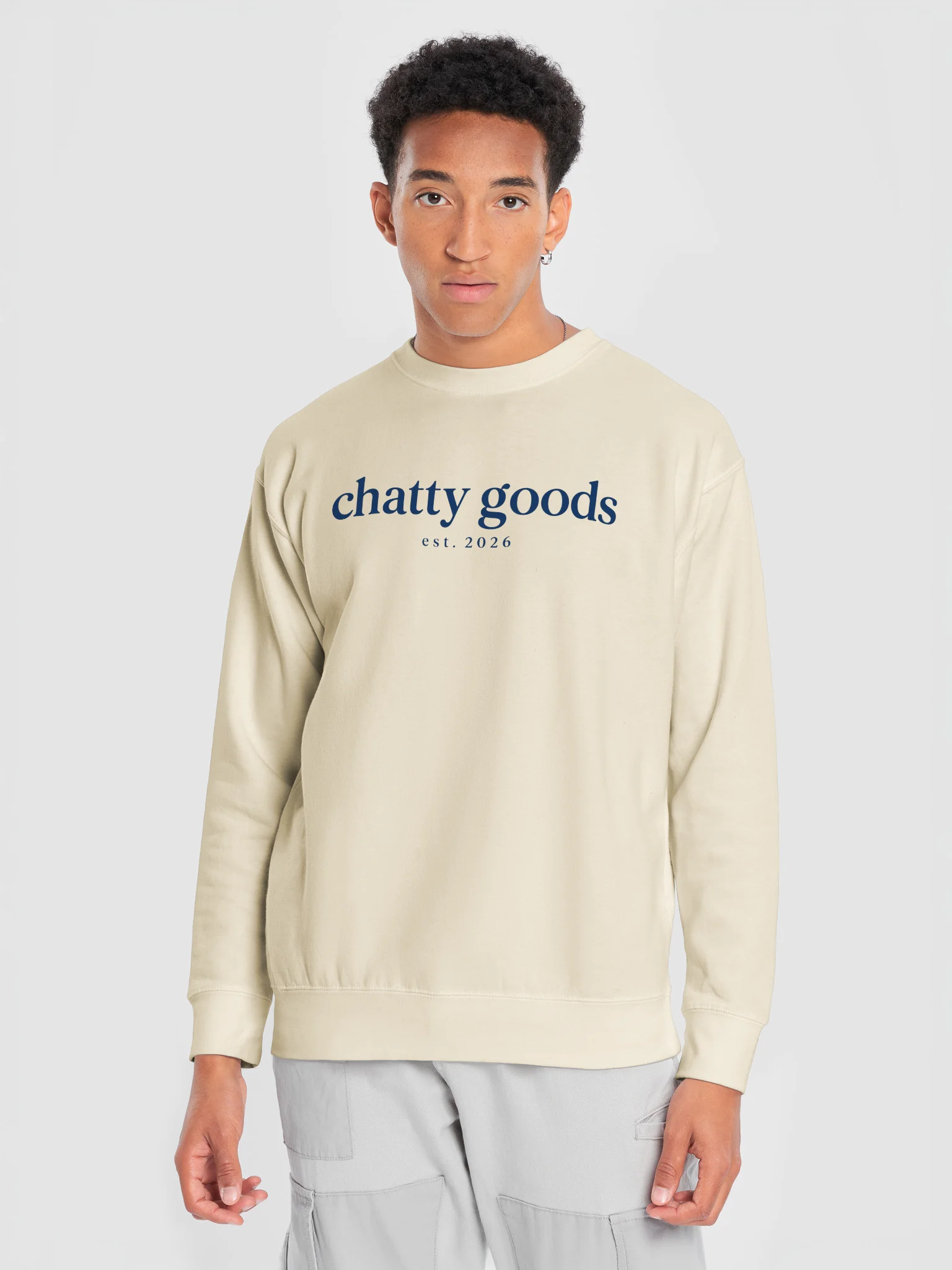 The Classic Chatty Premium Sweatshirt (Navy Text) | Chatty Logo Collection product image (20)