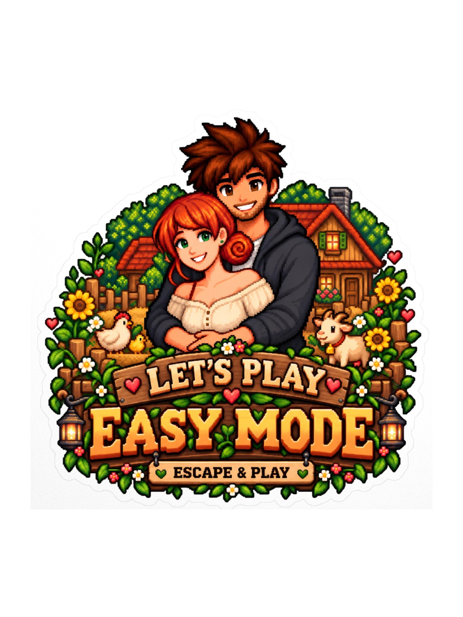 Cozy Farm Adventure Kiss-Cut Sticker – 4" × 4" product image (1)