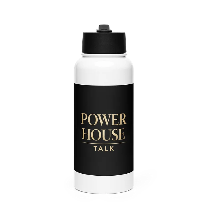 The PowerHouse Talk White Stainless Steel Water Bottle with a Straw Lid product image (1)