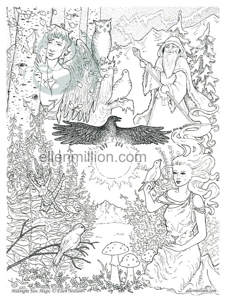 Midnight Sun Magic - coloring page product image (1)