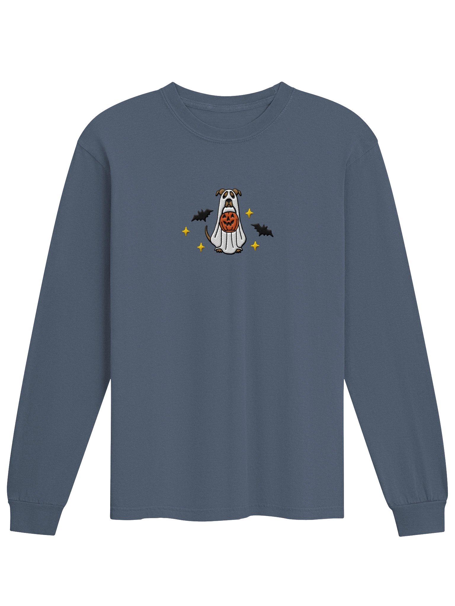 Halloween Pit Bull/ Staffordshire Terrier(Tan) Embroidered Long-Sleeve T-Shirt product image (5)