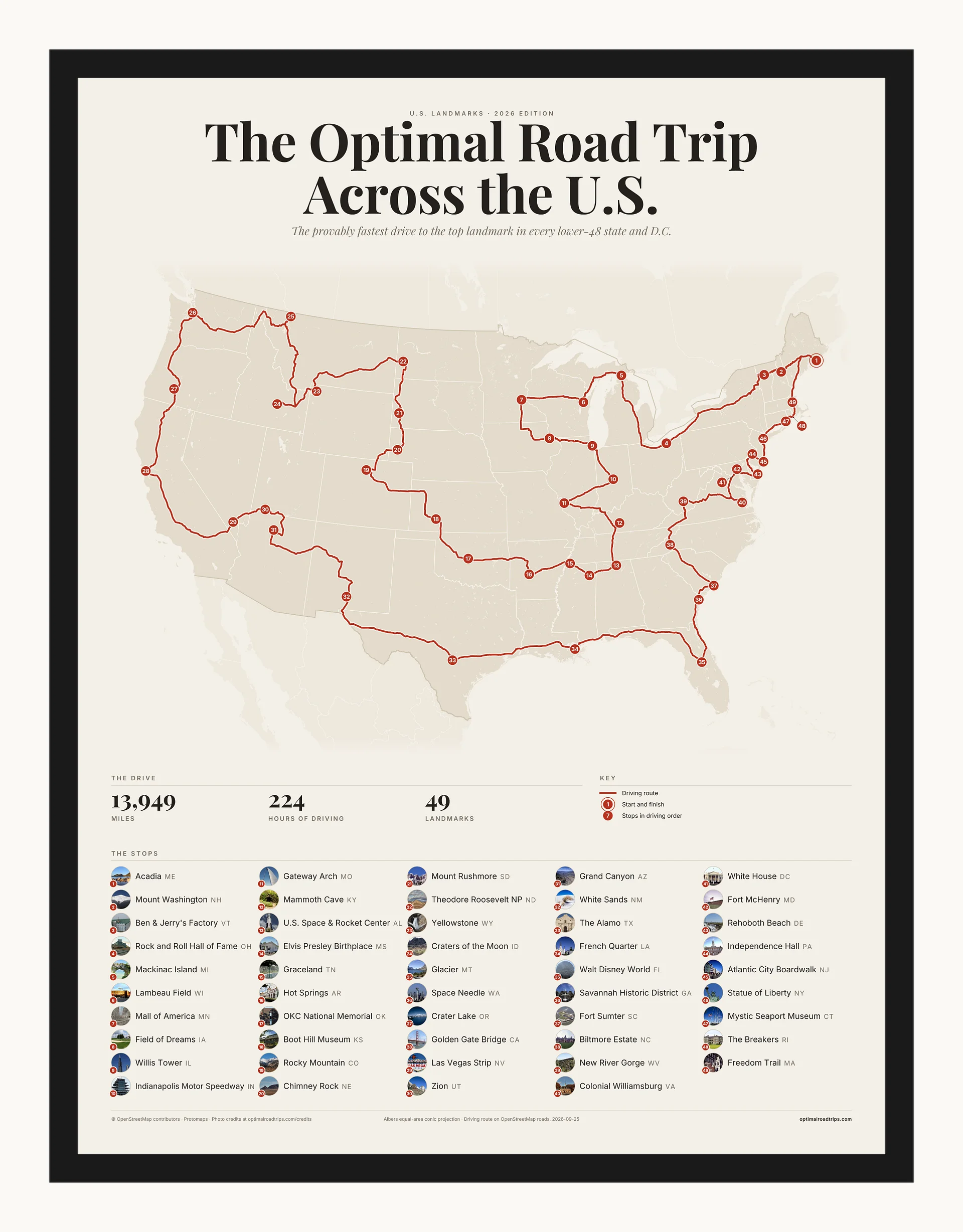 U.S. Landmarks 2026, Paper, 18 x 24 in, black-framed poster product image (1)