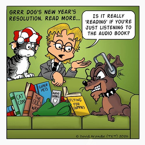 You may be wondering why Grrr Dog has the books if he's also listening to the audio books? He likes to pretend he can actuall...