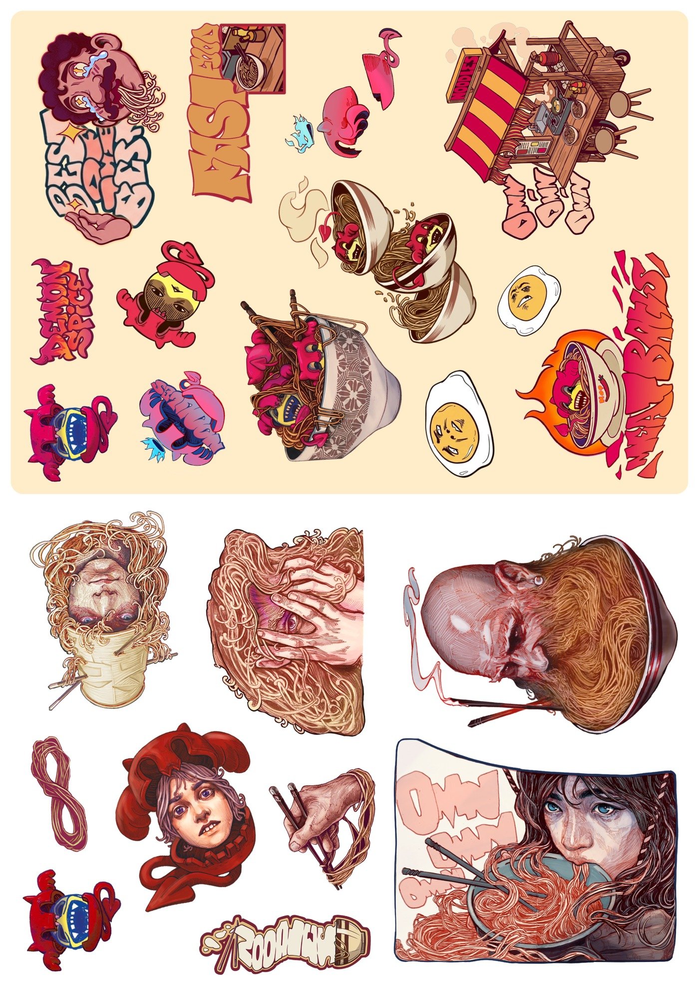 "Noodle set" Artist Sticker Pack / 2 sheets A5 product image (1)