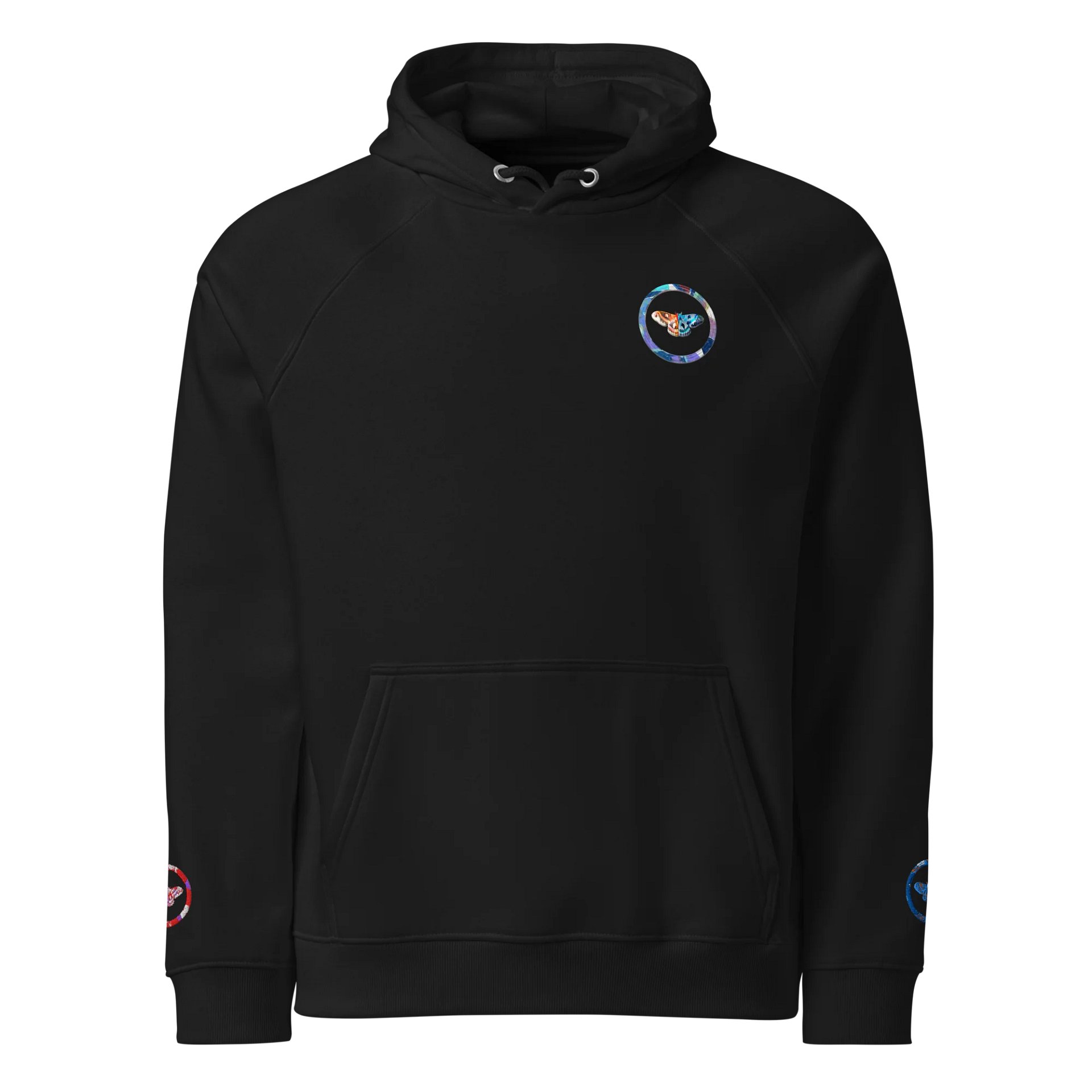 Moth SOL'S Eco Raglan Hoodie (Back Patch) with Embroidered Sleeves product image (1)