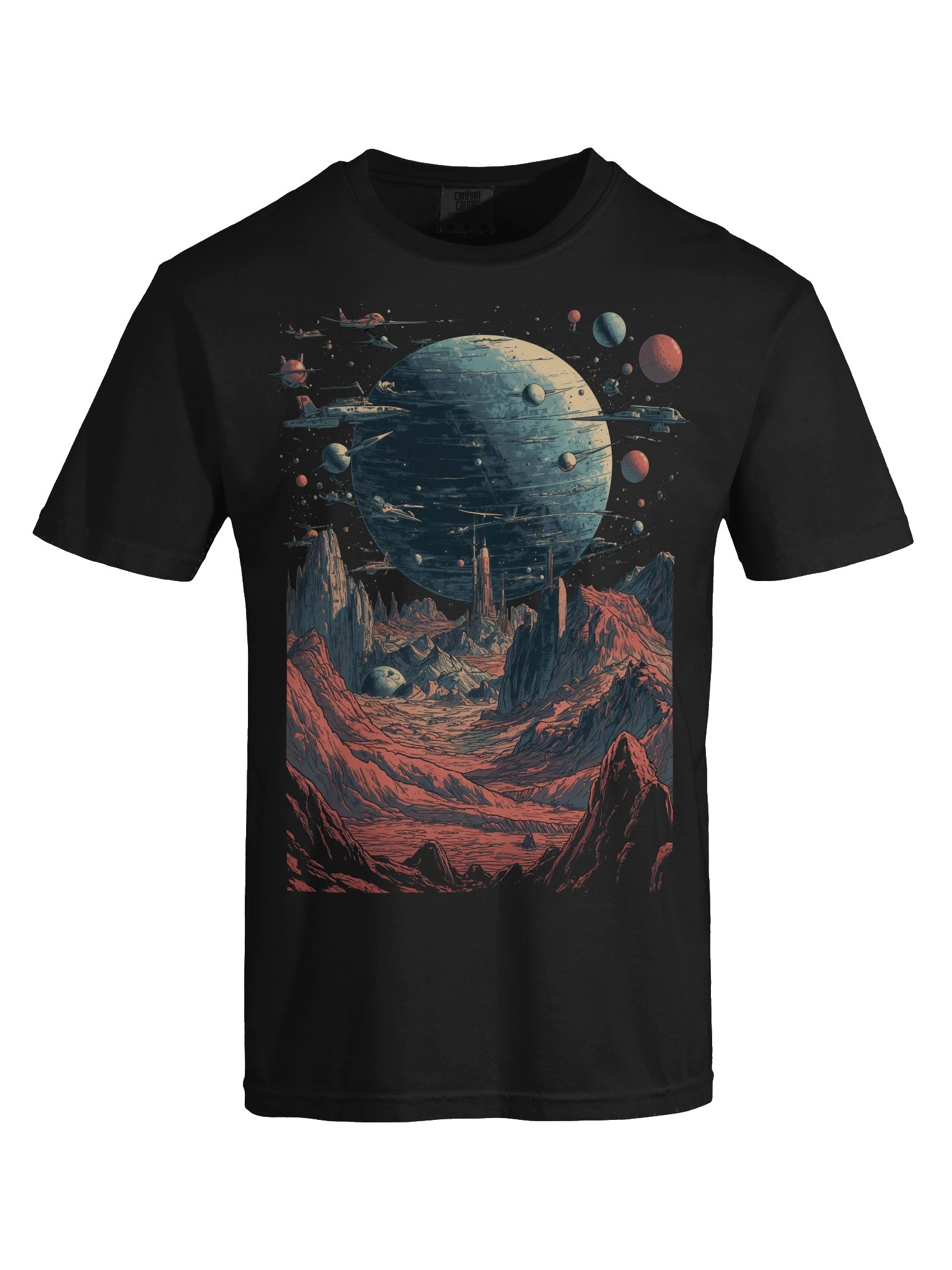 Retro-Futuristic Alien Landscape Heavyweight T-Shirt product image (2)
