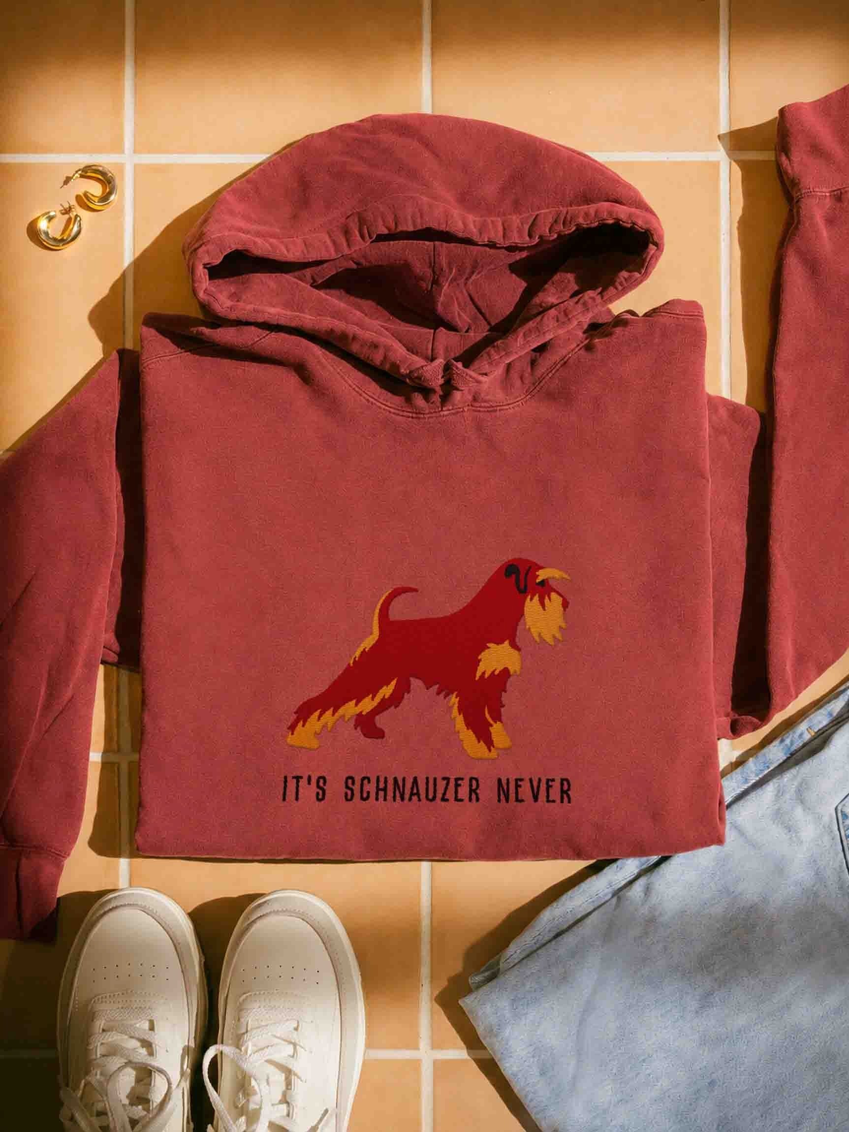 It's Schnauzer Never Premium Hoodie (Embroidered) of a Miniature Schnauzer(Liver & Tan) product image (1)