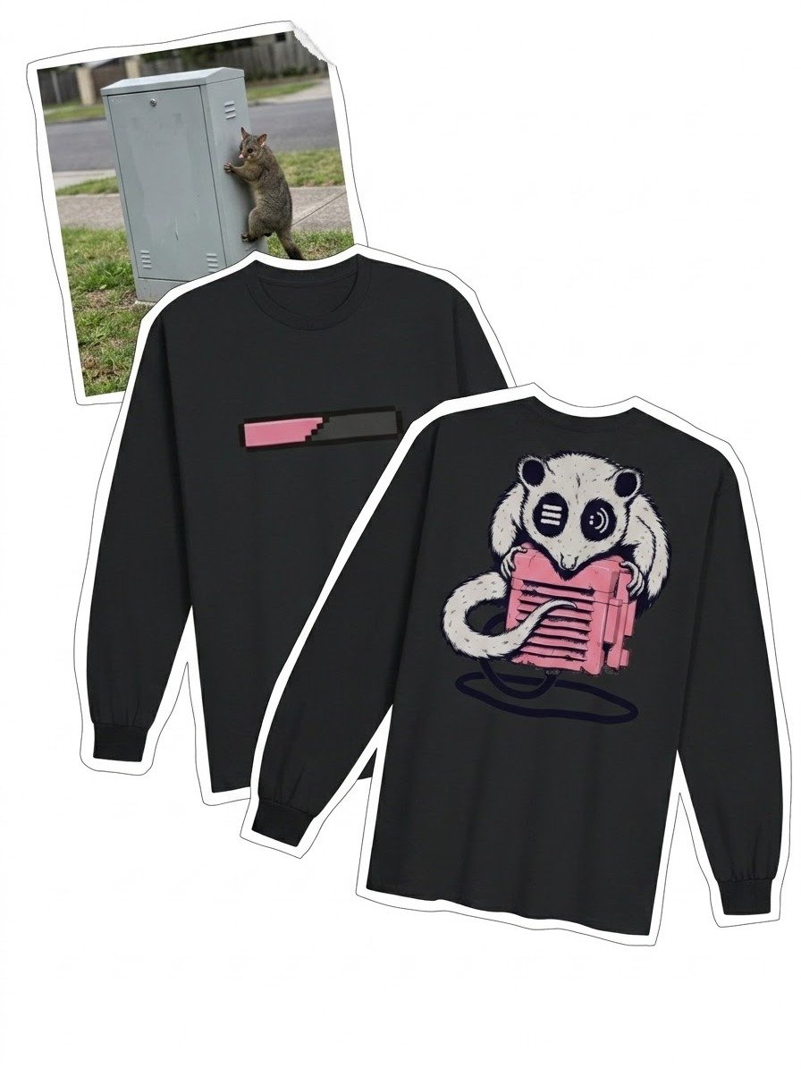 Possum Node Signal Buffering | Heavyweight Boxy Fit Long Sleeve Tee | HonestIndustrial product image (1)
