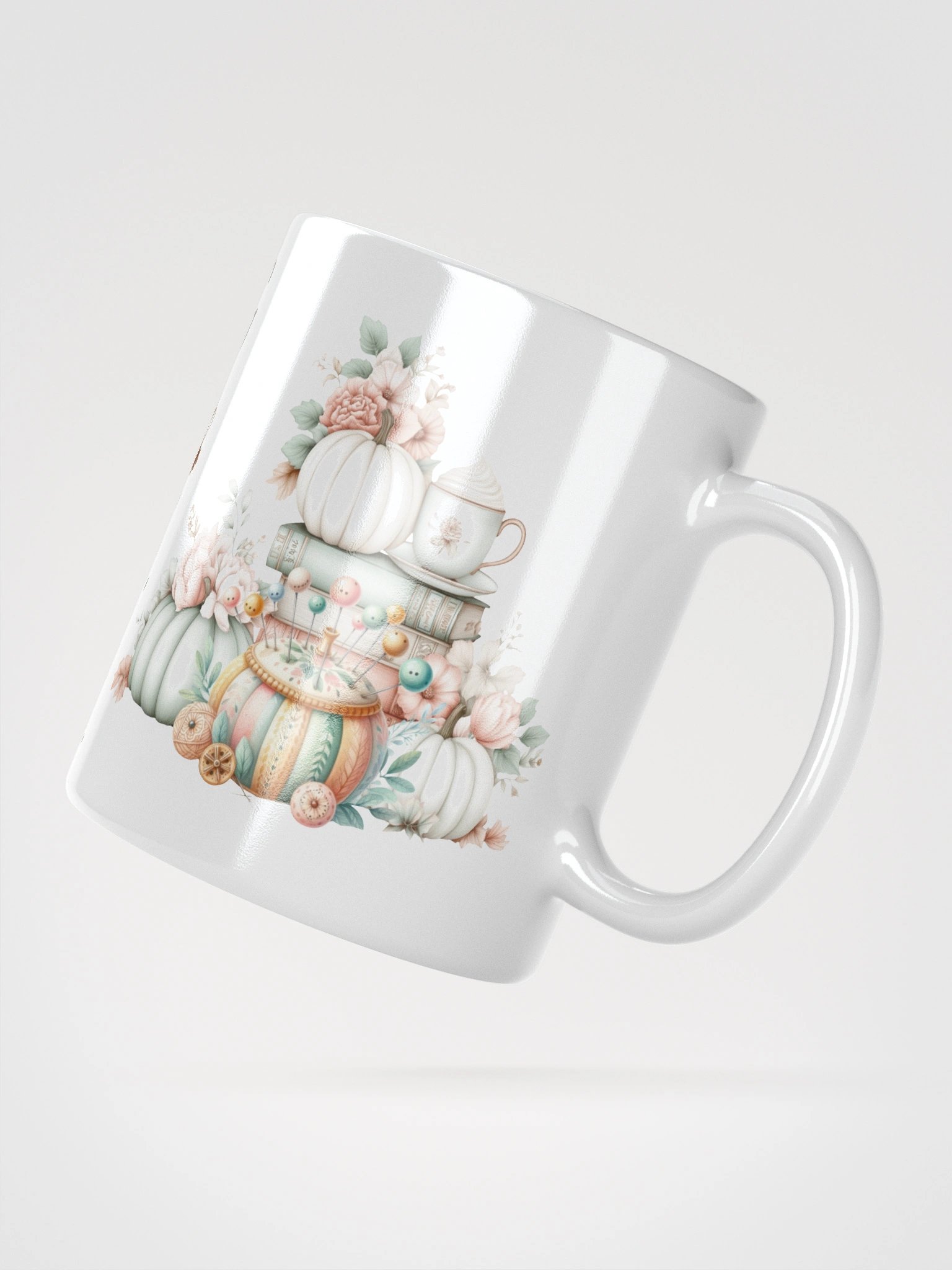 Whimsical Stitching with Paws Pages Latte Autumn Mug product image (4)