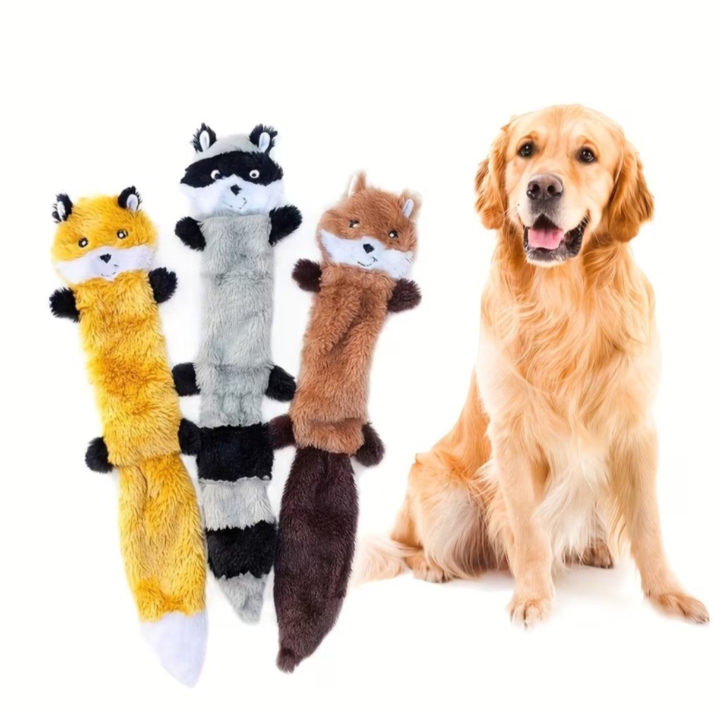 3pcs Soft Fur Plush Squeaky Dog Toys Set product image (1)
