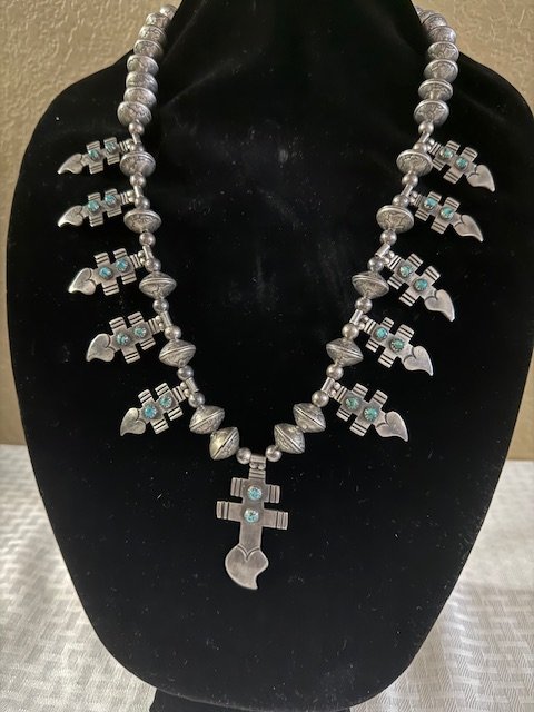 Heritage Navajo "Yatahei" Dragonfly Cross Necklace on Hand-Domed Dime Beads product image (1)