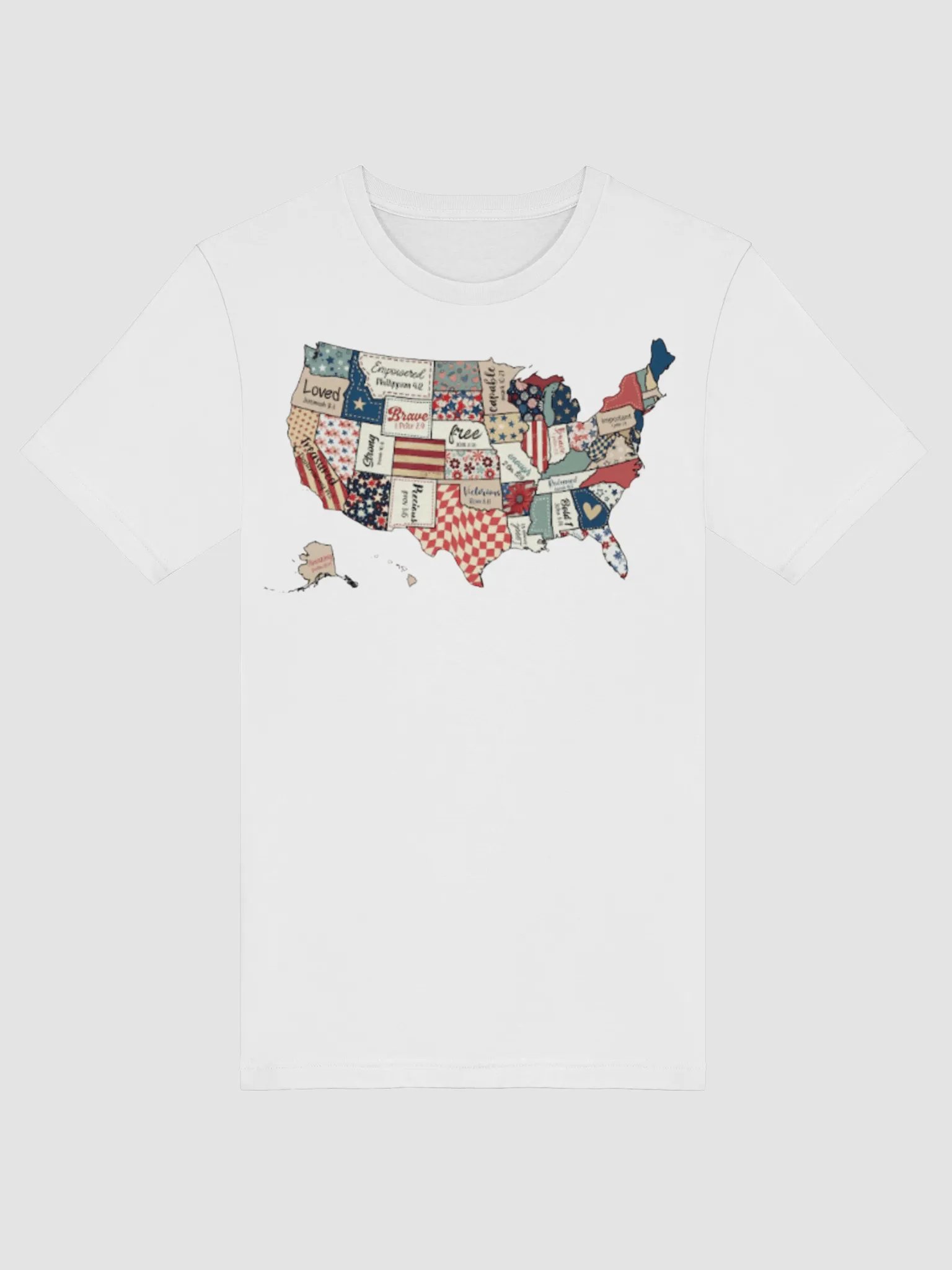 Patriotic USA Map Tee | Unisex Bible Verse America T-Shirt | Retro 4th Of July God Says You Are | 1776 American Flag Faith Apparel product image (30)