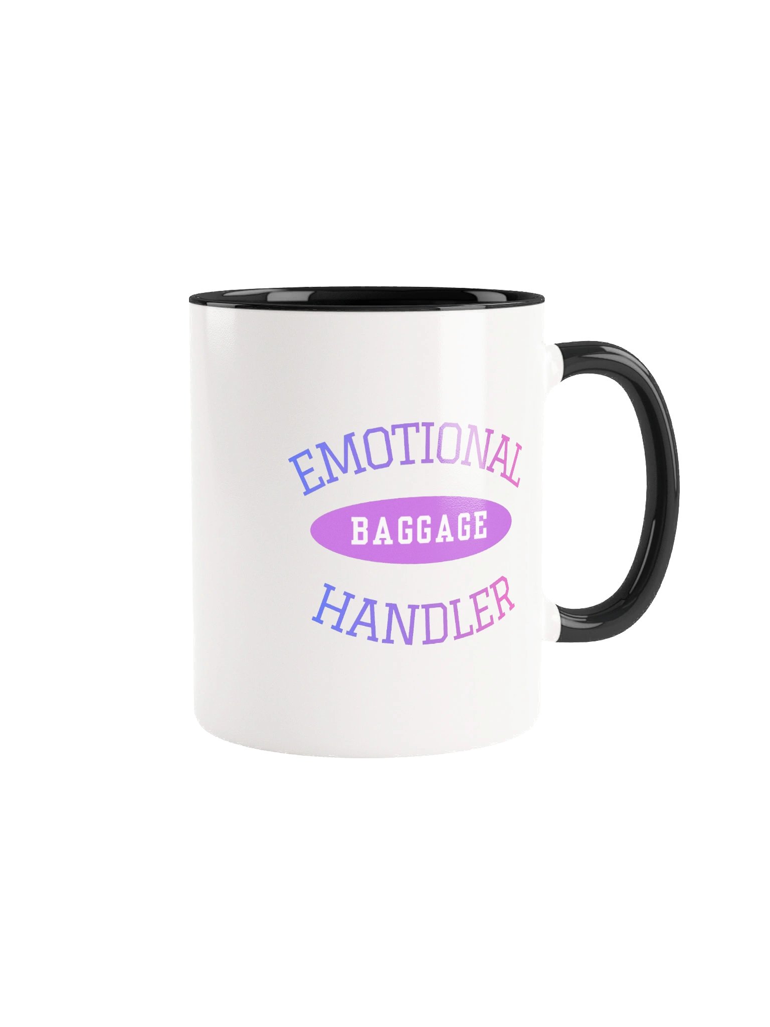 Emotional Baggage Handler Mug | Varsity Style Pink Lavender Coffee Mug product image (1)