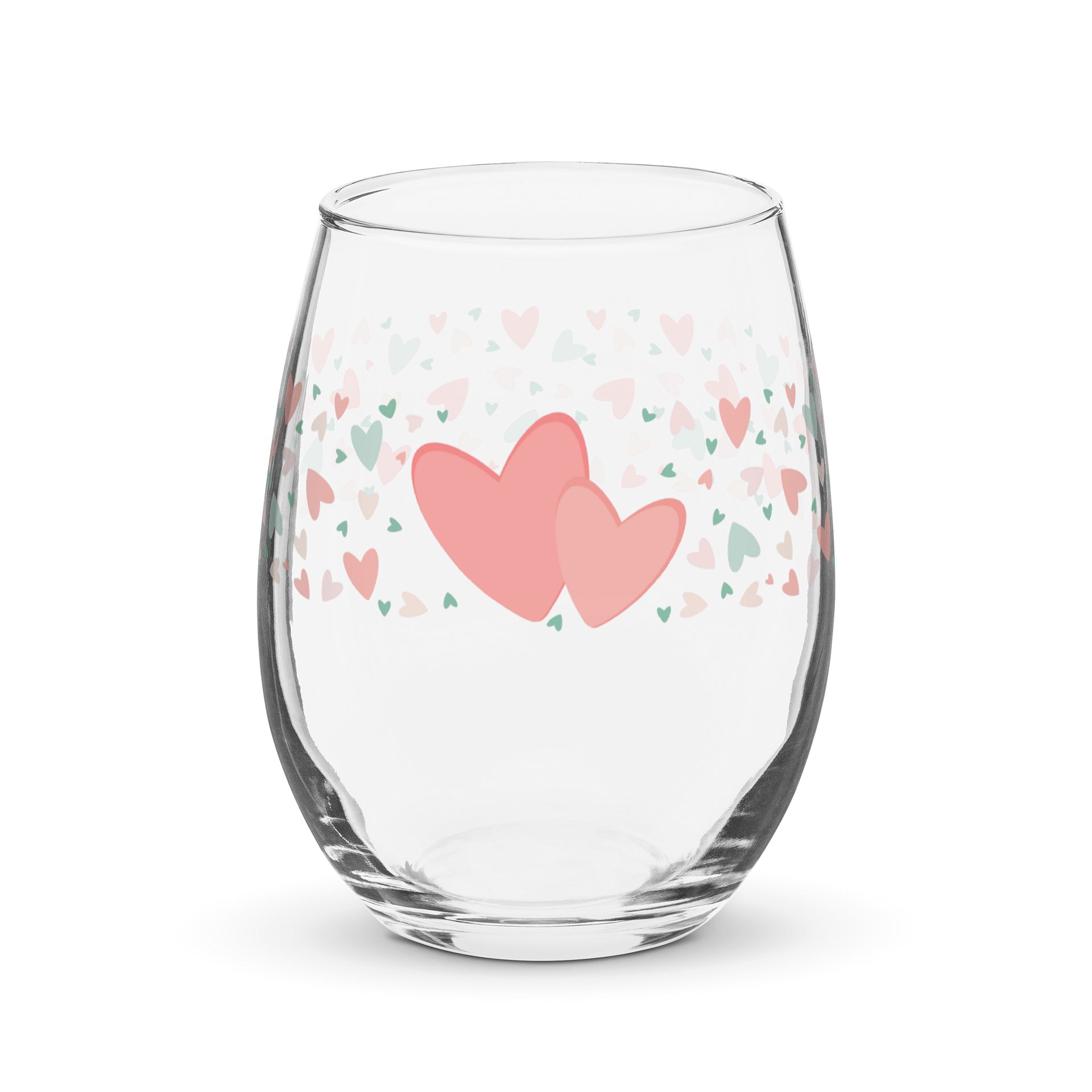 Scattered Hearts on Peach Wine Glass - Peach Fuzz product image (1)