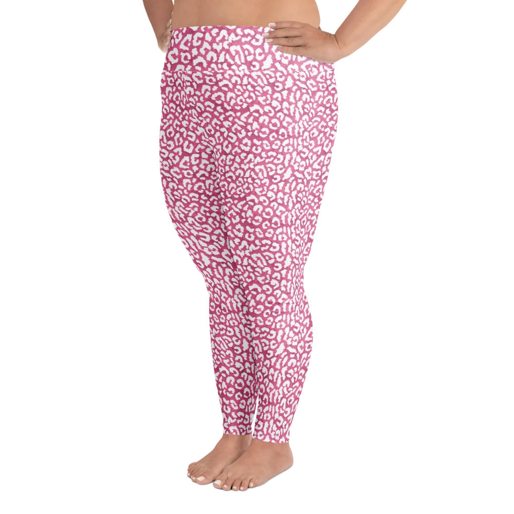 Bold Pink Leopard Skin Print Plus Size Leggings product image (3)