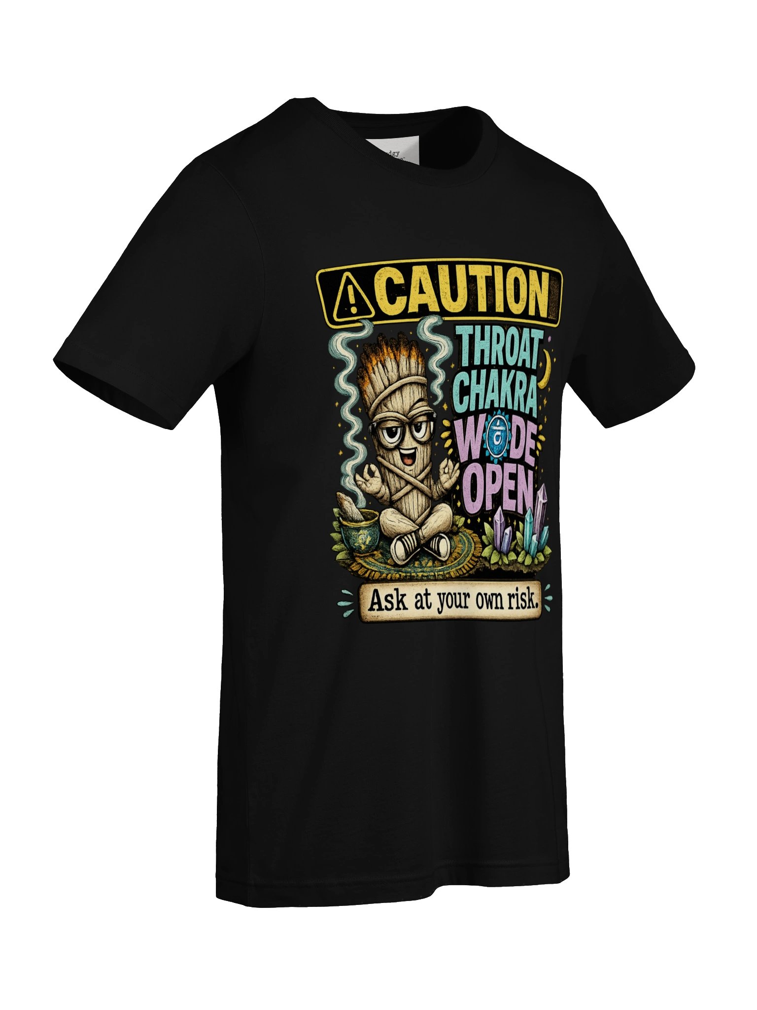 Smudgy the Sage - Throat Chakra Wide Open Unisex Tee product image (5)