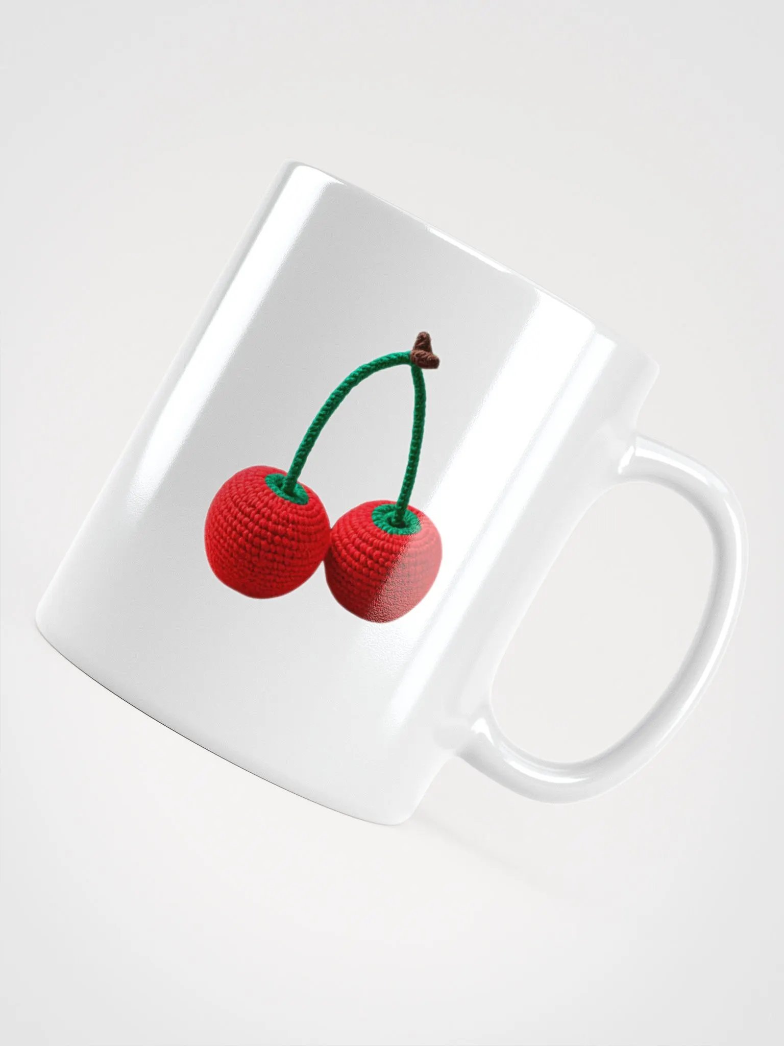 CozyAvocado White Glossy Mug Crochet Cherries #1 product image (4)