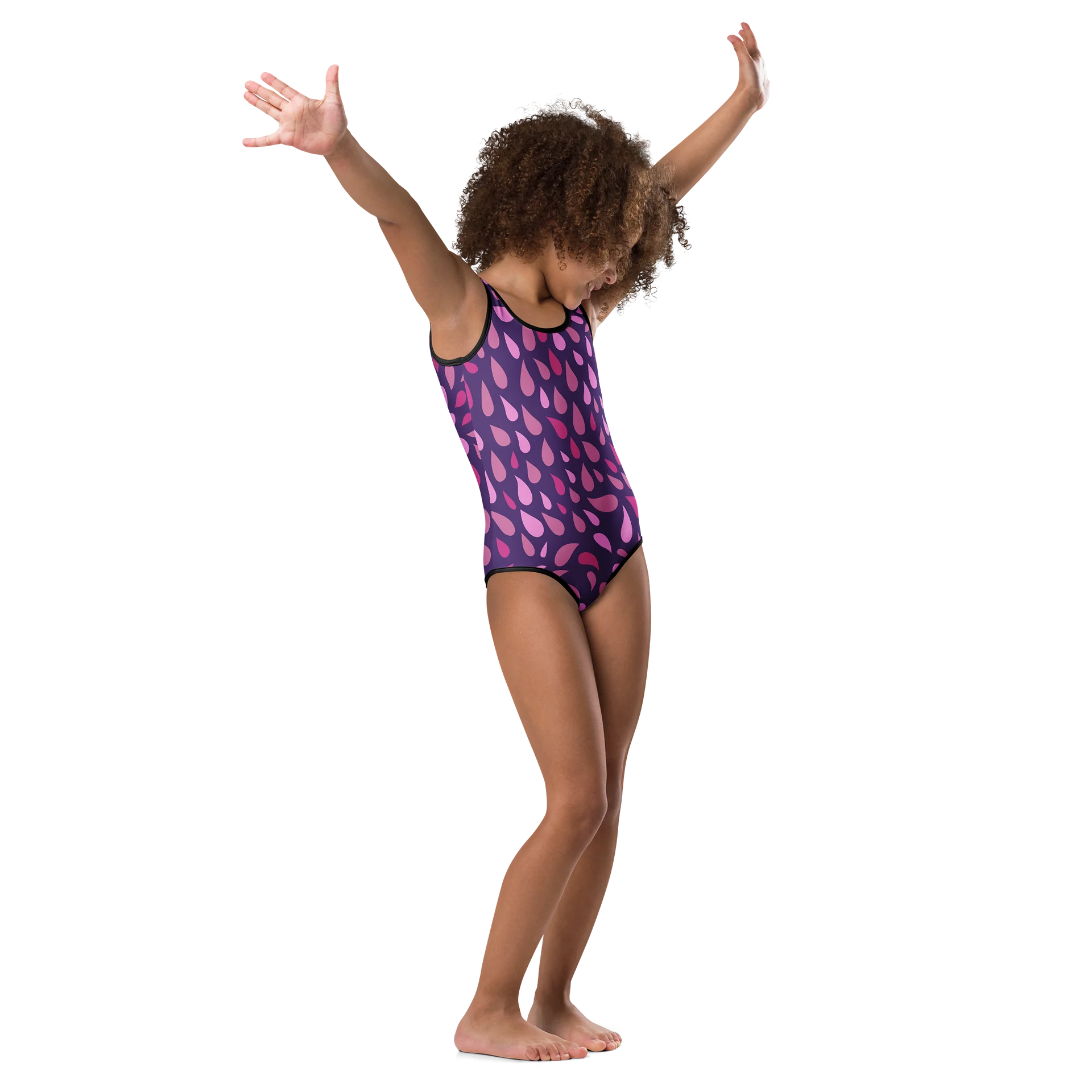Magenta Floral Swirl Kids Swimsuit product image (2)