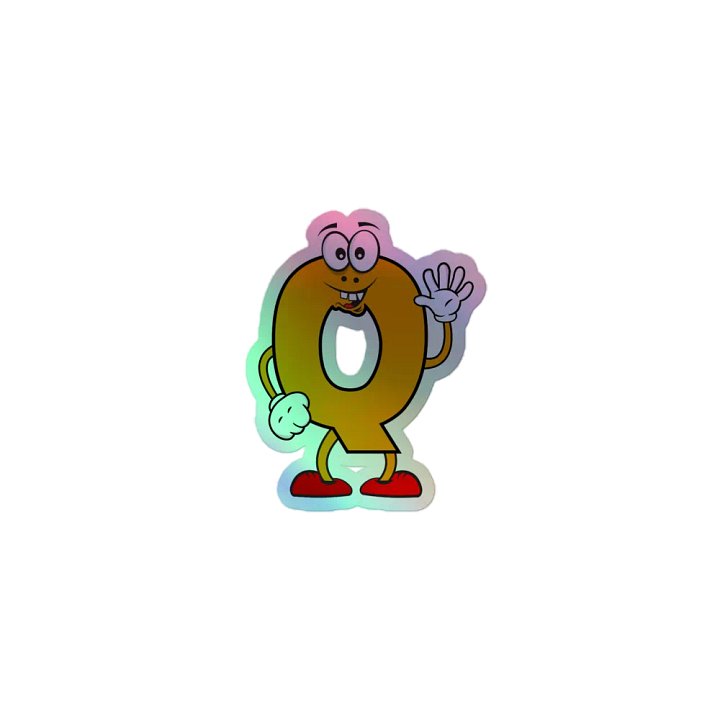 Q Letter Cartoon Character Holographic Sticker product image (1)