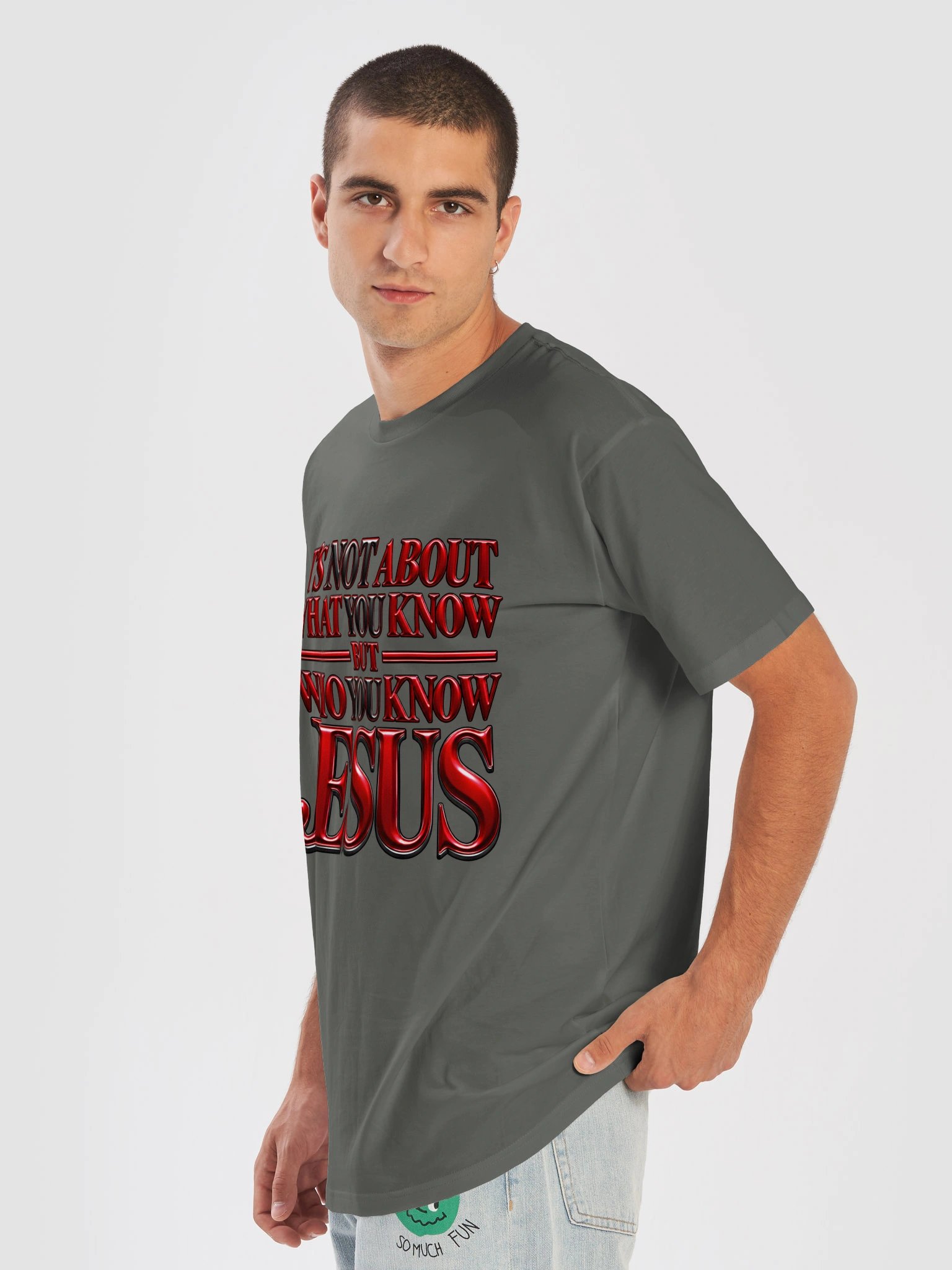 Who You Know: JESUS Red & Black Premium T-Shirt product image (7)
