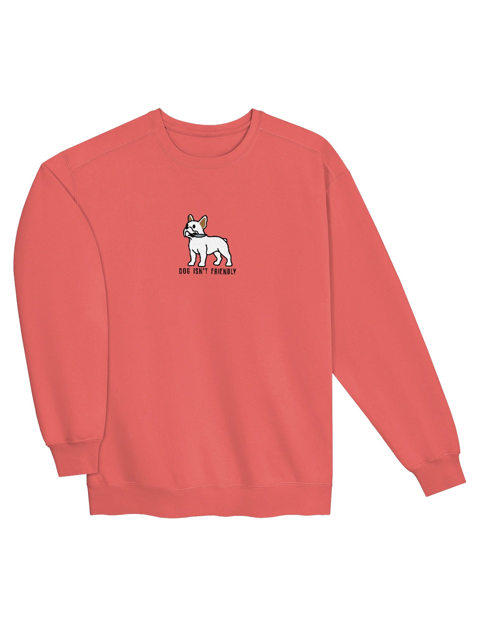 Dog Isn't Friendly Funny Chibi-Style Embroidered Premium Sweatshirt for French Bulldog(White) Owners product image (3)