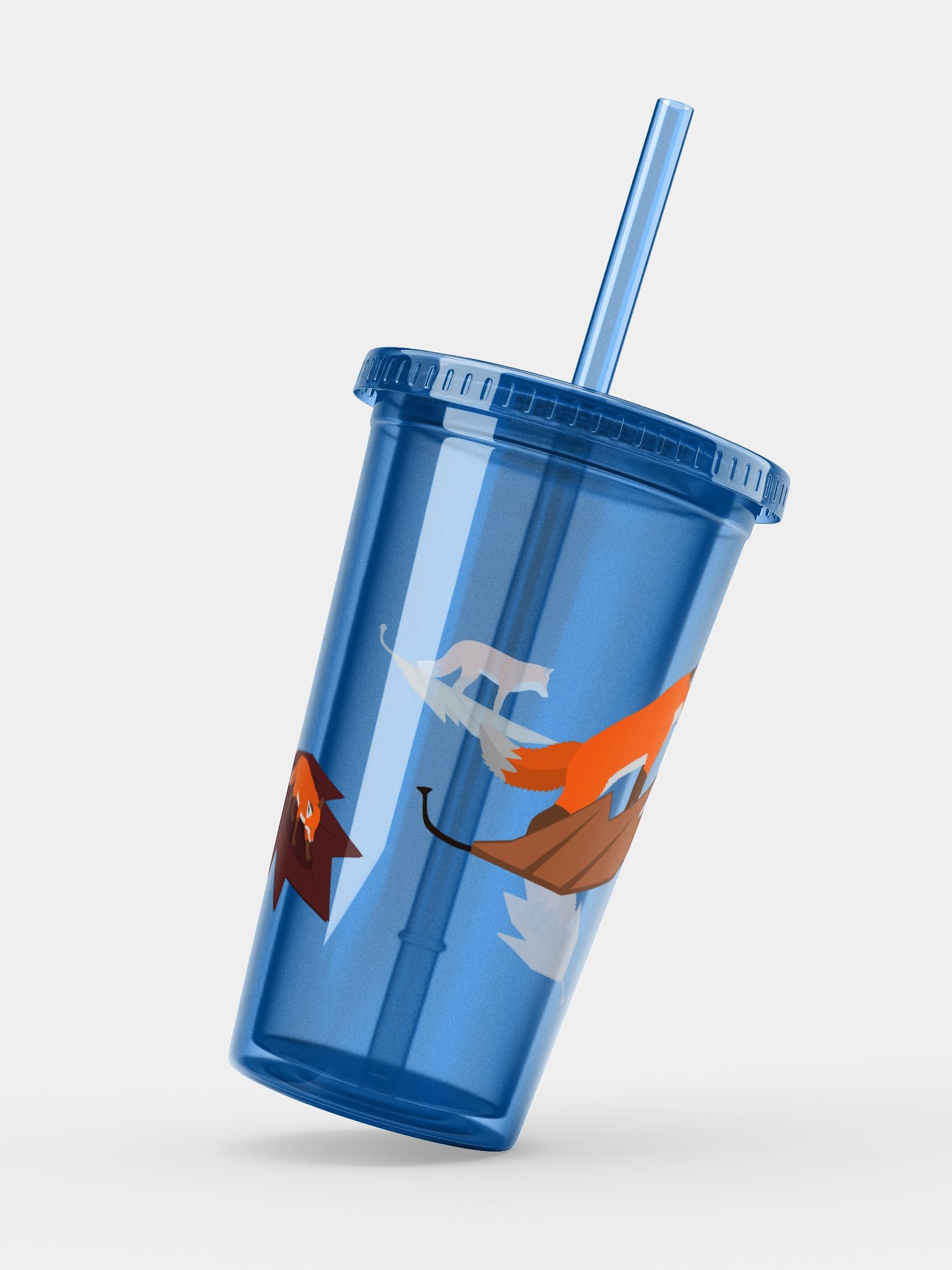 Tiny Autumn Leaf Foxes Transparent Tumbler product image (4)