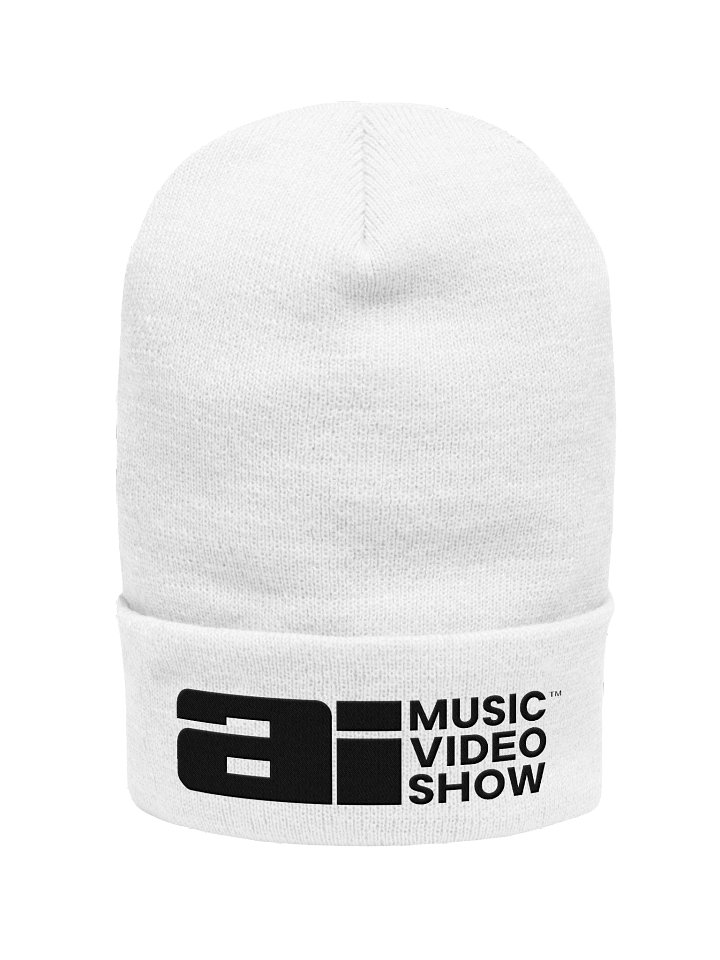 The AI Music Video Show Cuffed White Beanie product image (1)