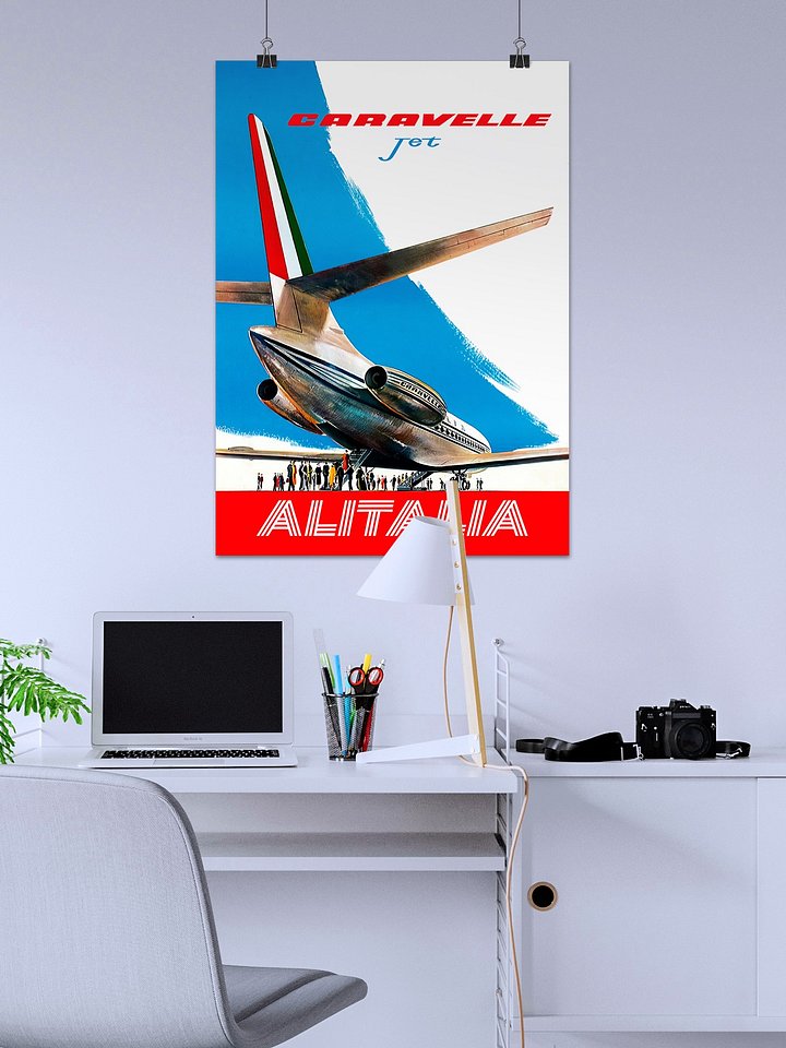 AlItalia (Italy, Air Lines), Caravelle Jet, 1960s — retro vintage travel poster, retro travel print, retro travel wall art product image (2)