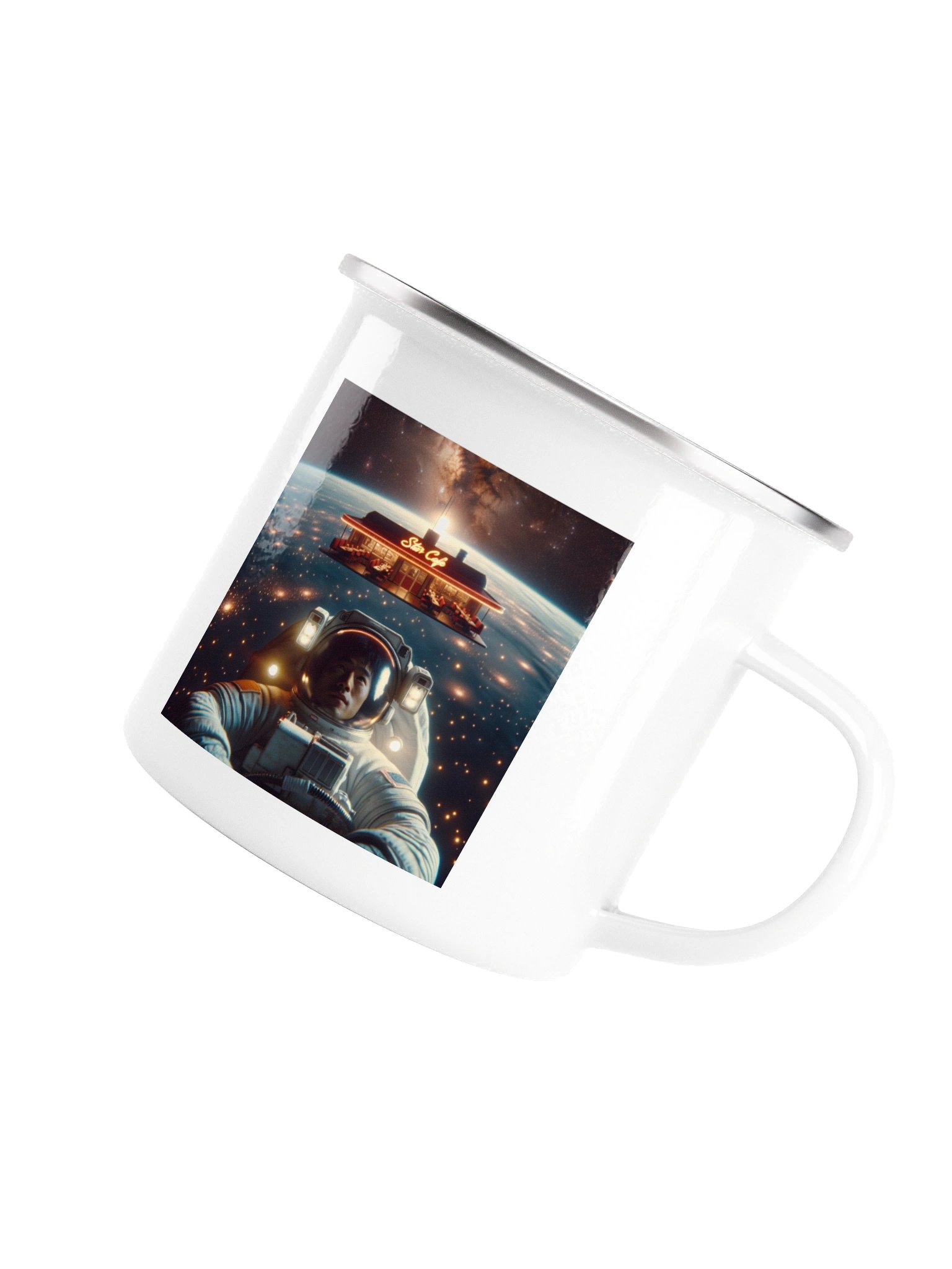 Cosmic Star Cafe Sci-Fi Enamel Coffee Mug product image (5)