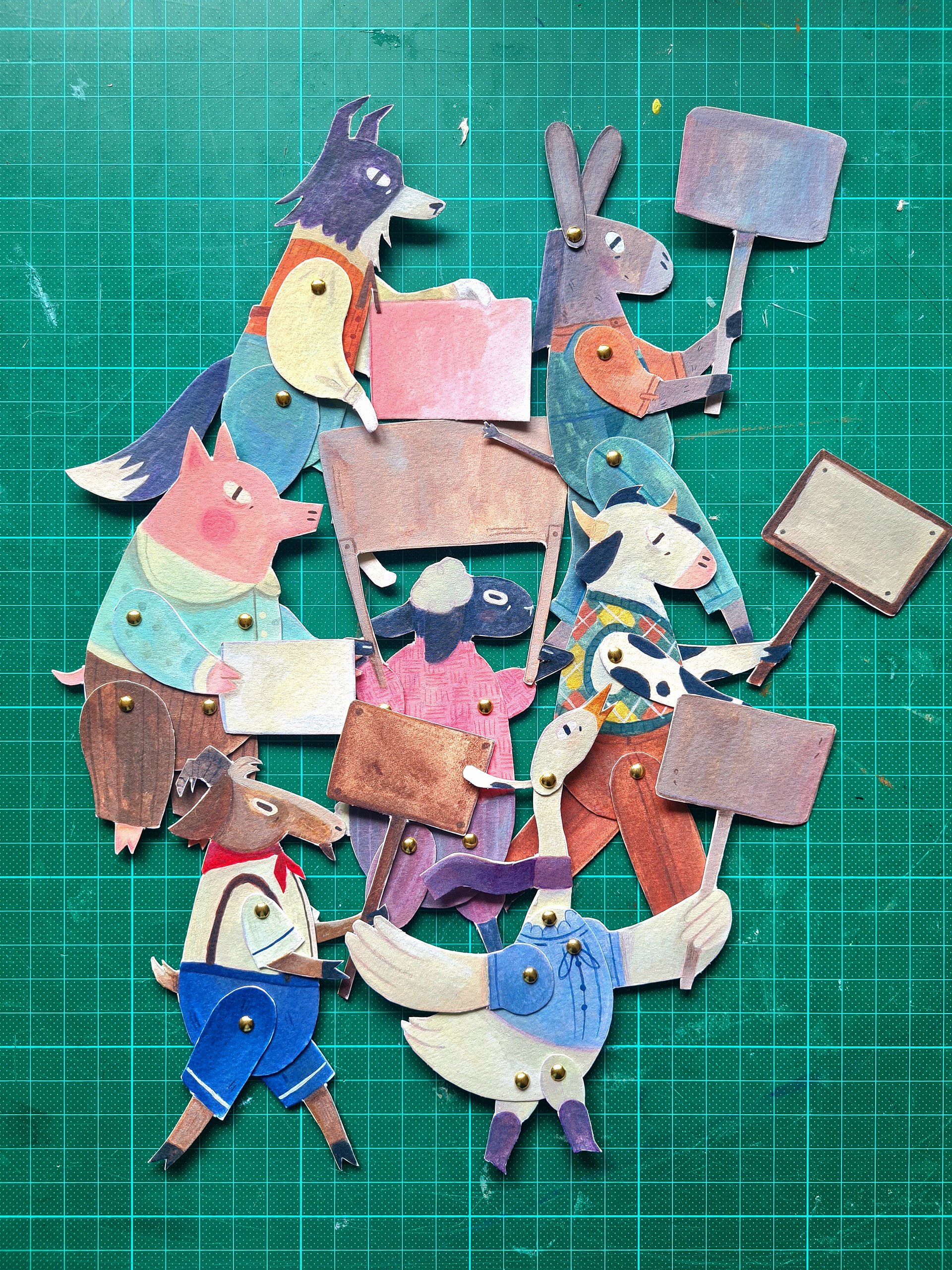 Paper Puppet Animal Protesters product image (4)