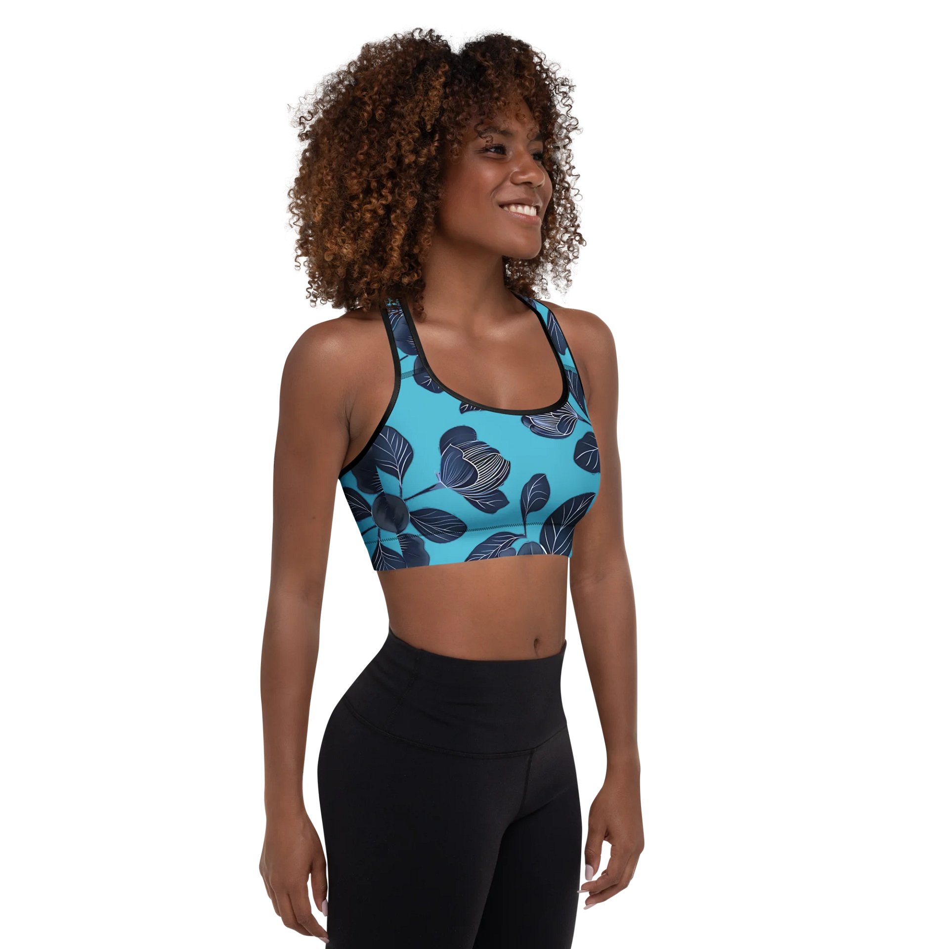 Symmetrical Floral Bliss Padded Sports Bra (DTAC) product image (9)