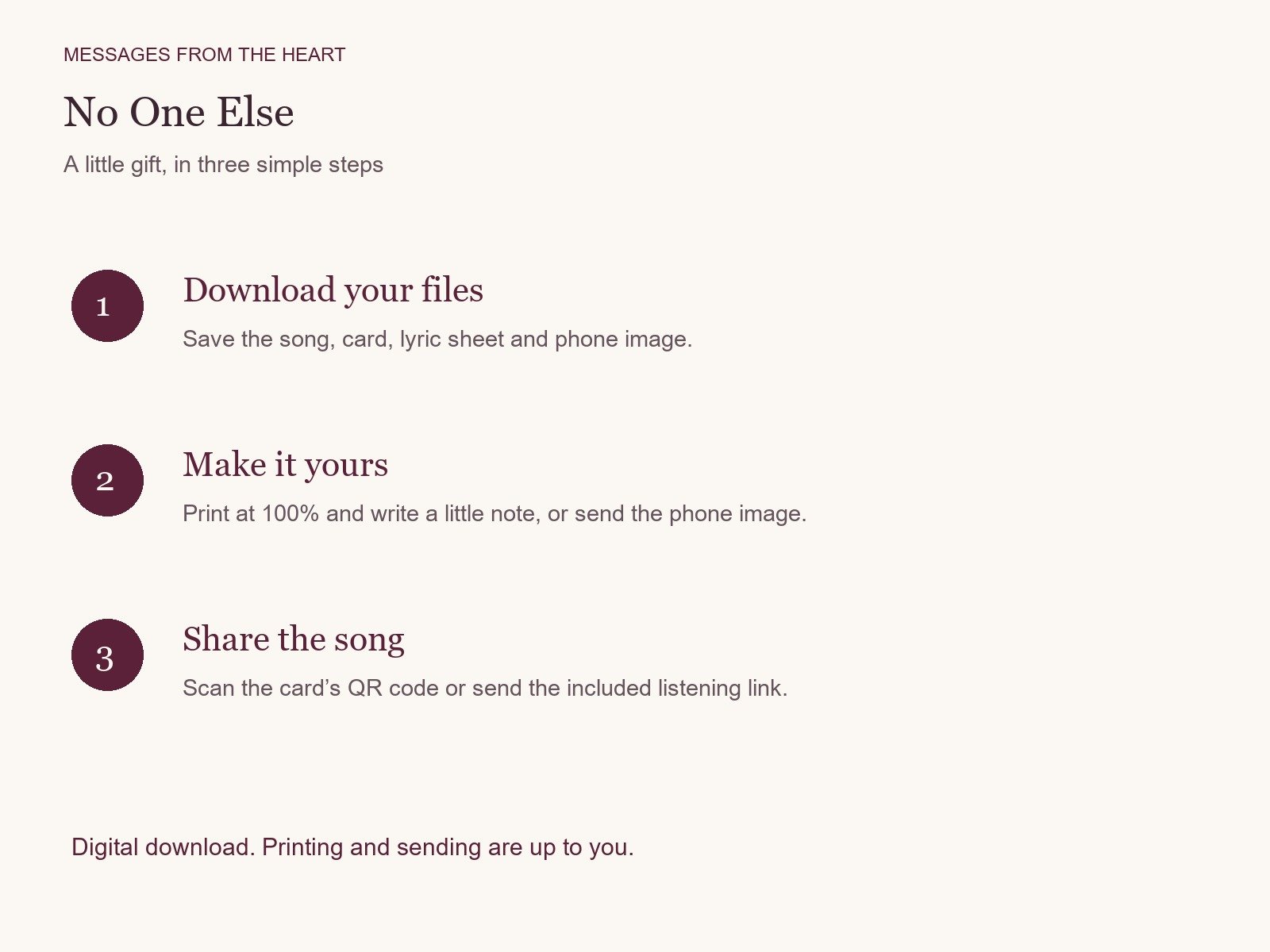 No One Else — Printable Song Gift product image (3)