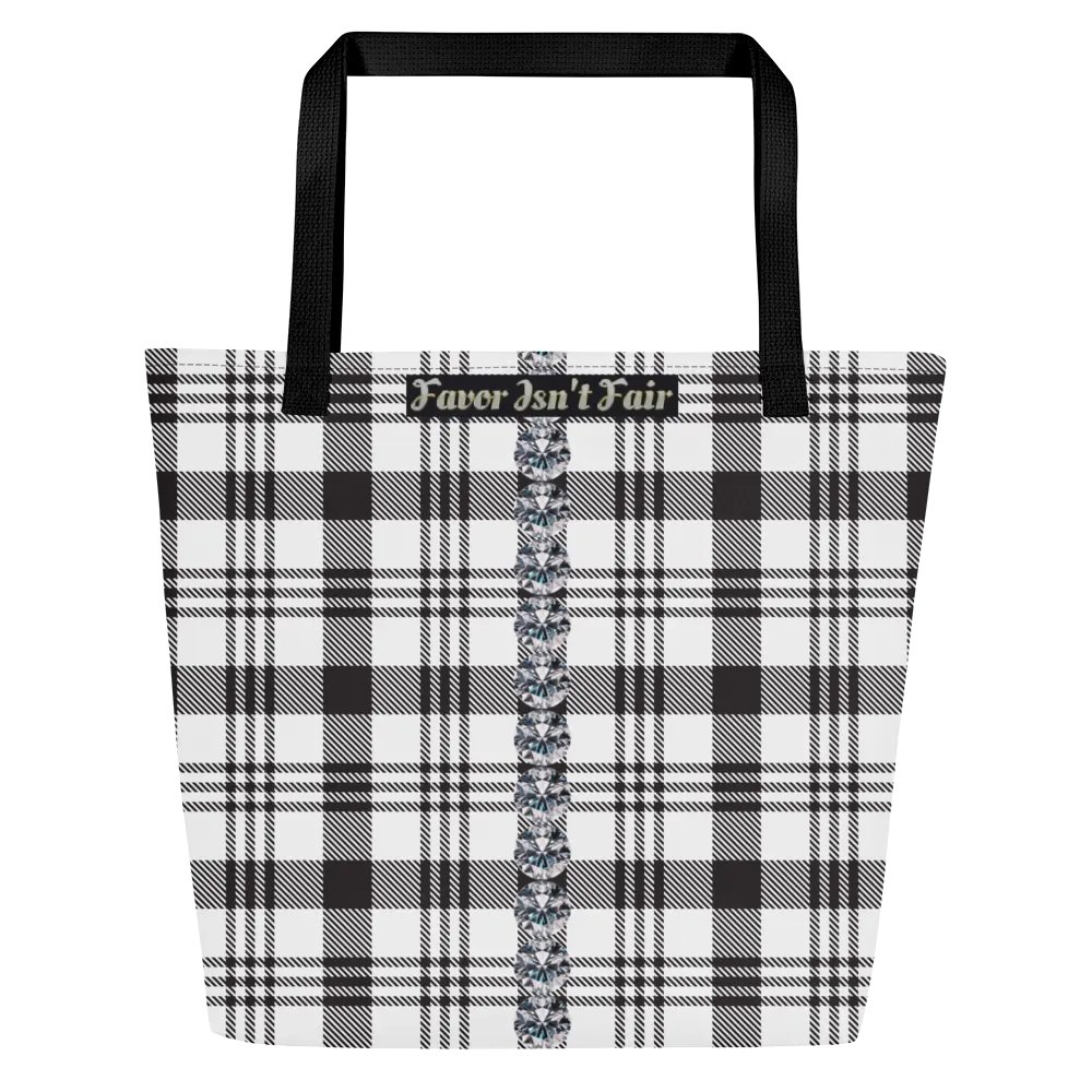Black and White Plaid with Diamonds BBG Tote Bag with Pocket product image (2)