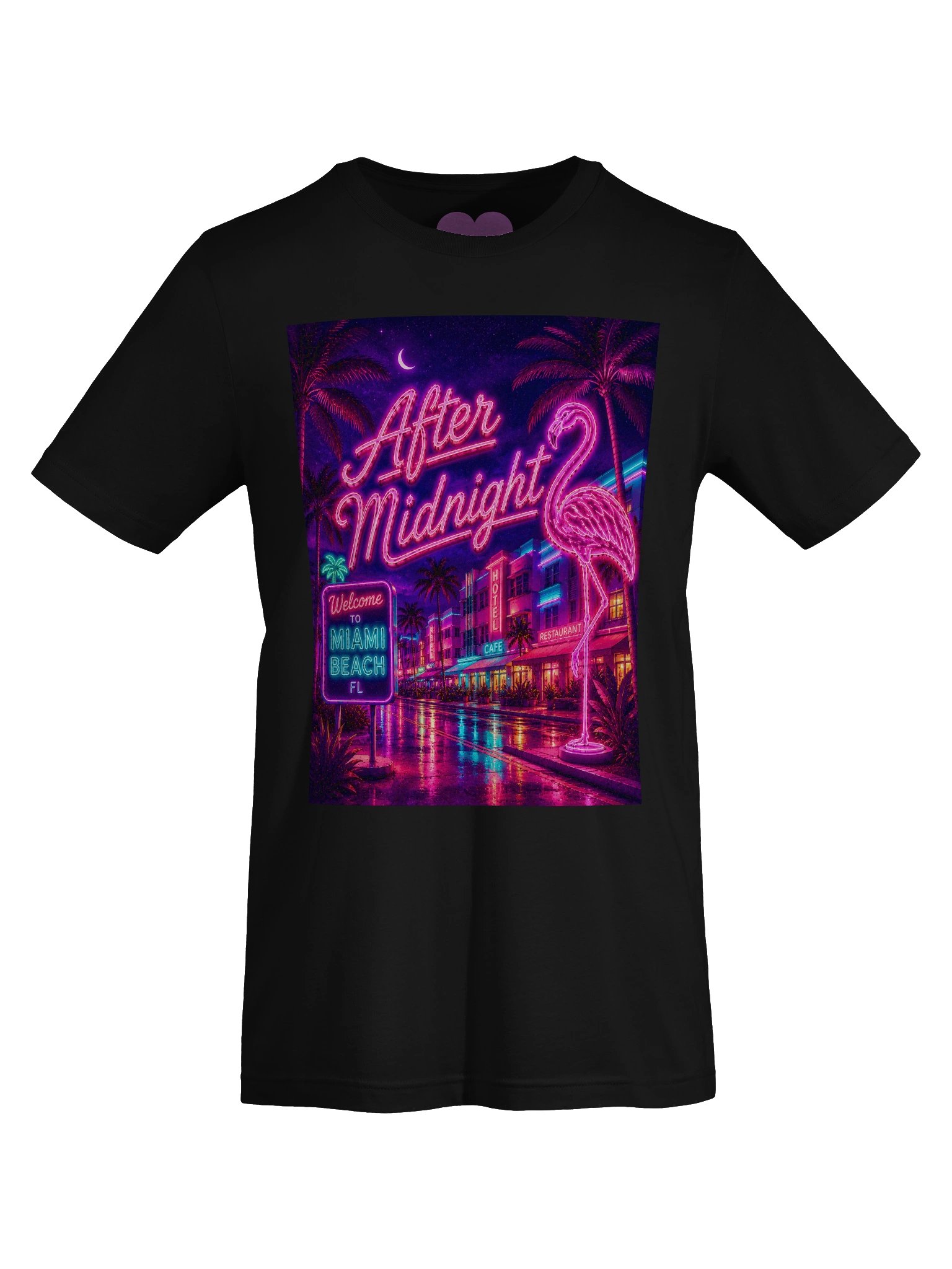 Miami Beach, Florida After Midnight Pink Flamingo T-Shirt product image (5)