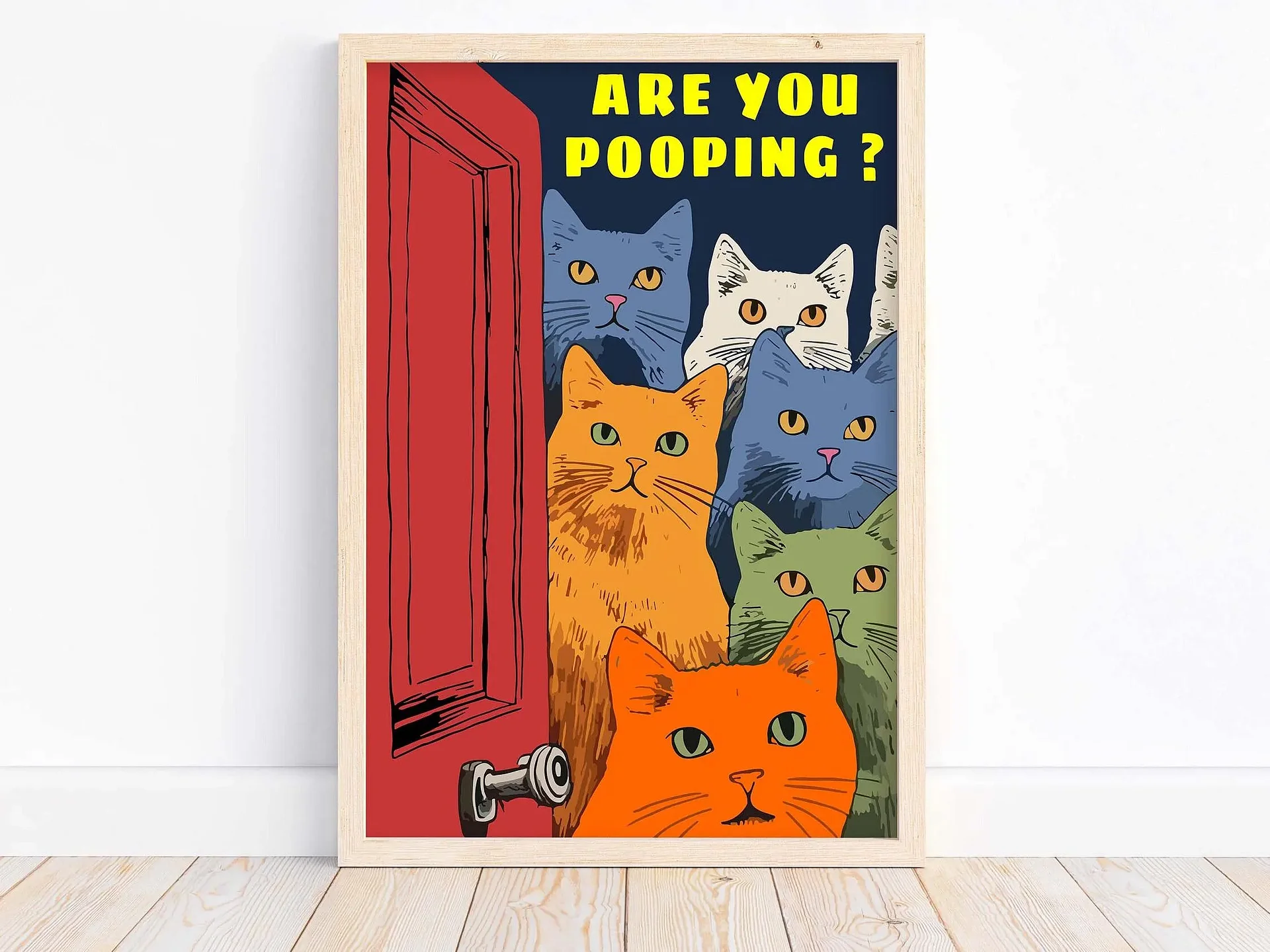 Funny Posters Pooping Print Bathroom Cat Print For Toilet Wall Art product image (1)