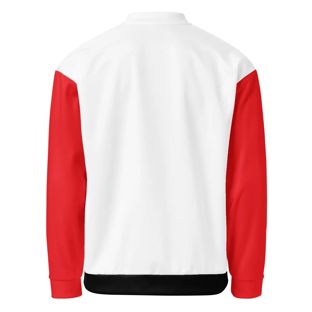 Black/White/Red Bent Lines Unisex Bomber Jacket product image (2)