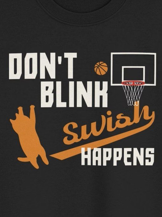 Basketball Cat (DON'T BLINK, Swish HAPPENS) - Unisex Youth Heavyweight T-shirt product image (1)