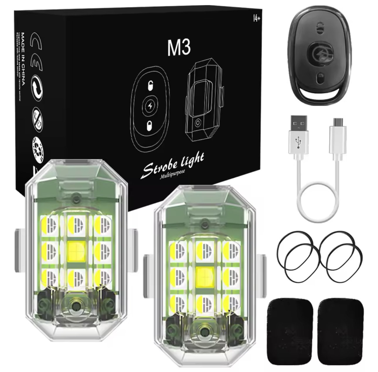 Wireless Strobe Light moto Motorcycle car Flash Led Anti-collision Warning Lamp Waterproof Wireless Remote C product image (1)