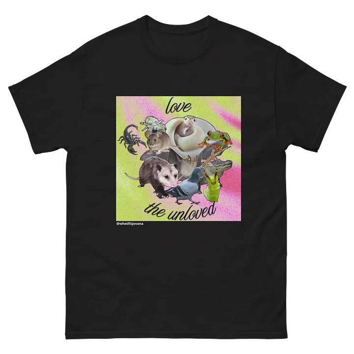 love the unloved critter collage tee — black product image (1)