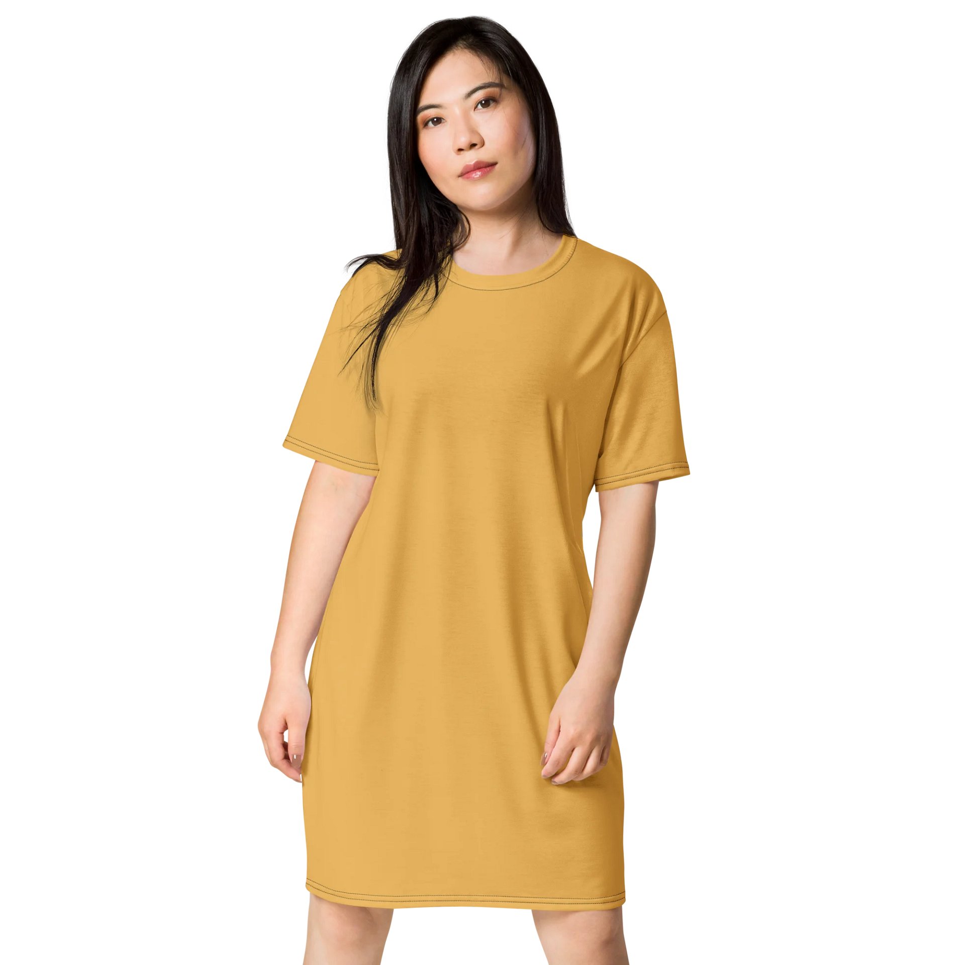 Harvest Gold Oversized T-Shirt Dress | Stretchy Fabric | Casual or Formal Style | Sizes 2XS-6XL | Exclusive Design product image (1)
