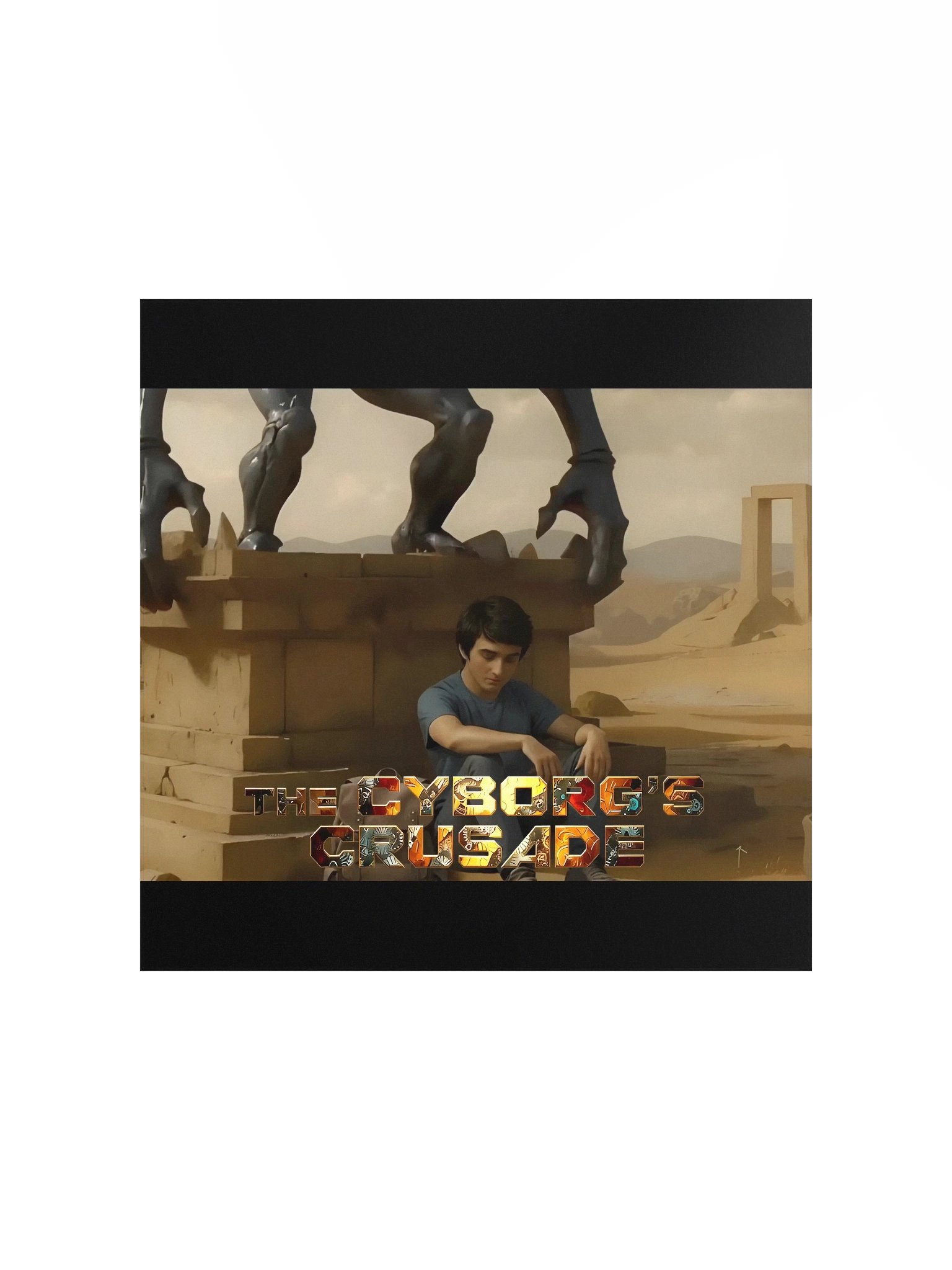 A Poster Featuring James Hunter Sitting at the Foot of the Mysterious Statue product image (1)