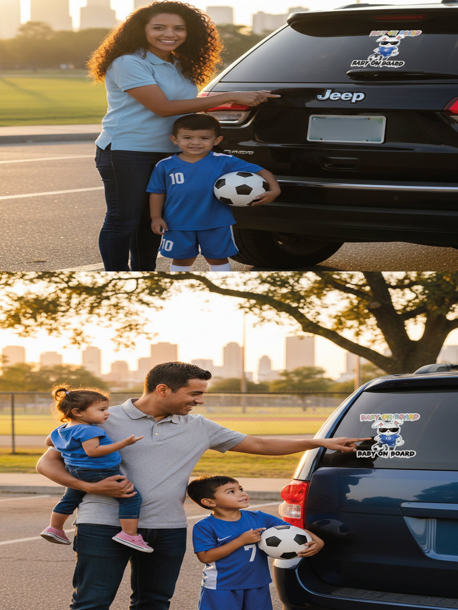 Funny Bunny Soccer Baby on Board Sticker - 5x5 Weatherproof Vinyl Car Decal - Cute Bunny Soccer Mom and Soccer Dad Gift product image (5)