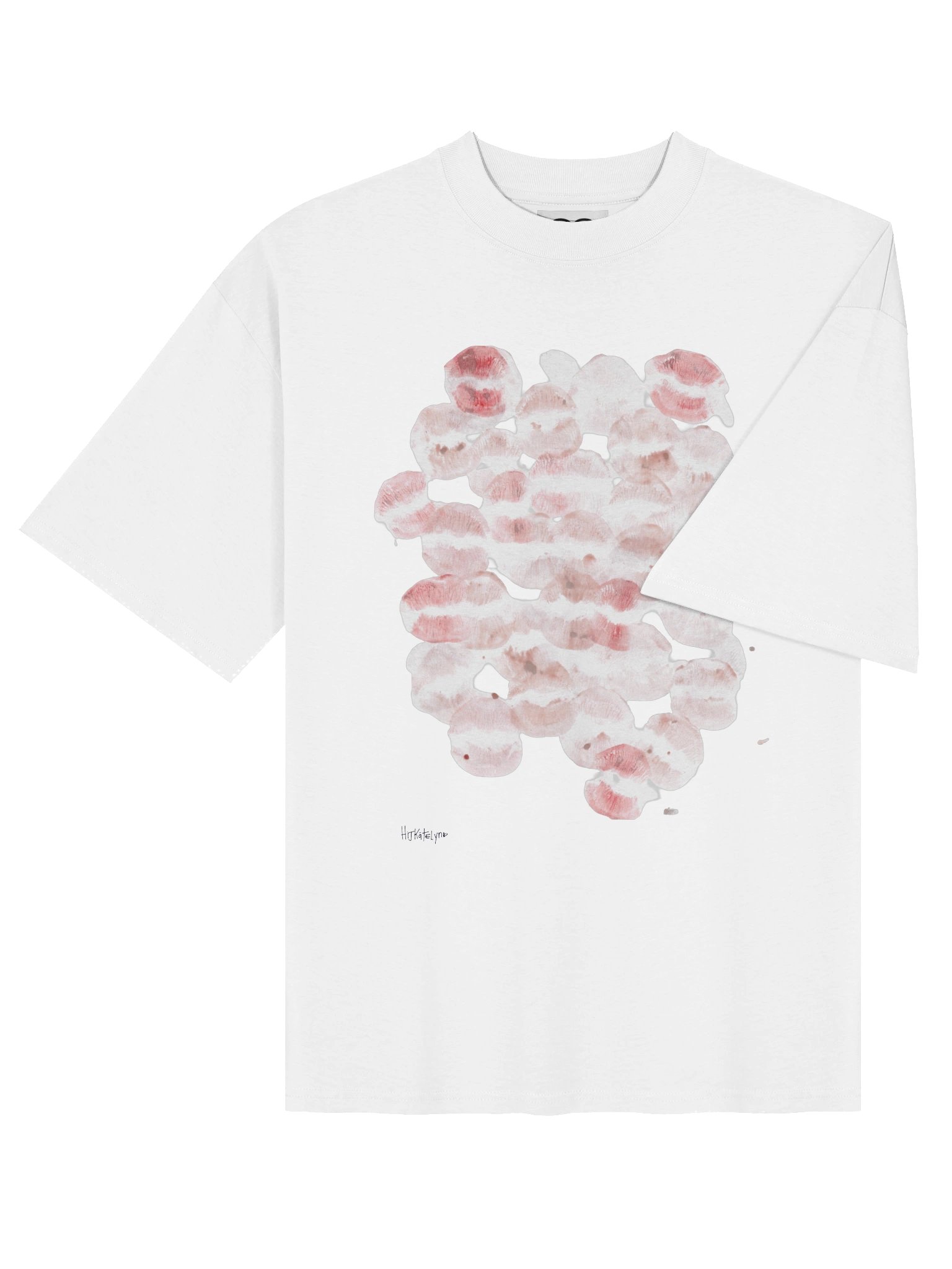 Hijkatelyn Real Kiss Mark Scatter Oversized Tee (White) product image (4)